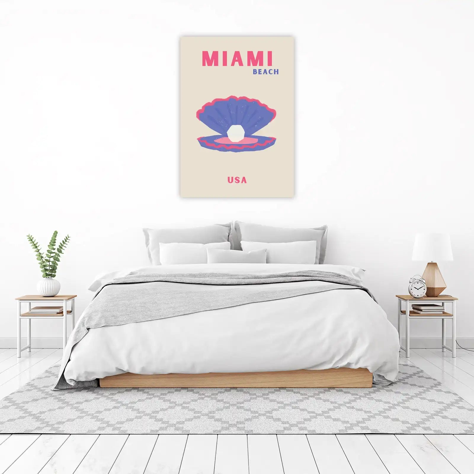 Miami Beach Pearl Seashell Vintage Travel Wall Art