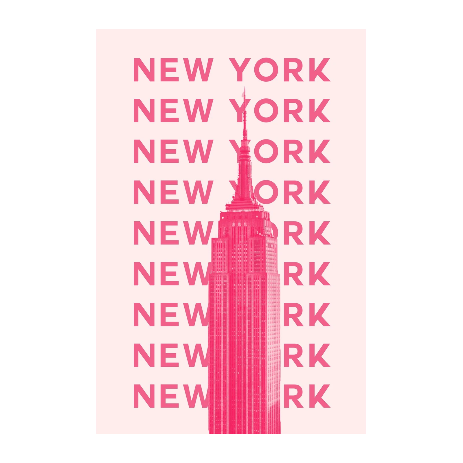 Pink Empire State Building Typography Wall Art