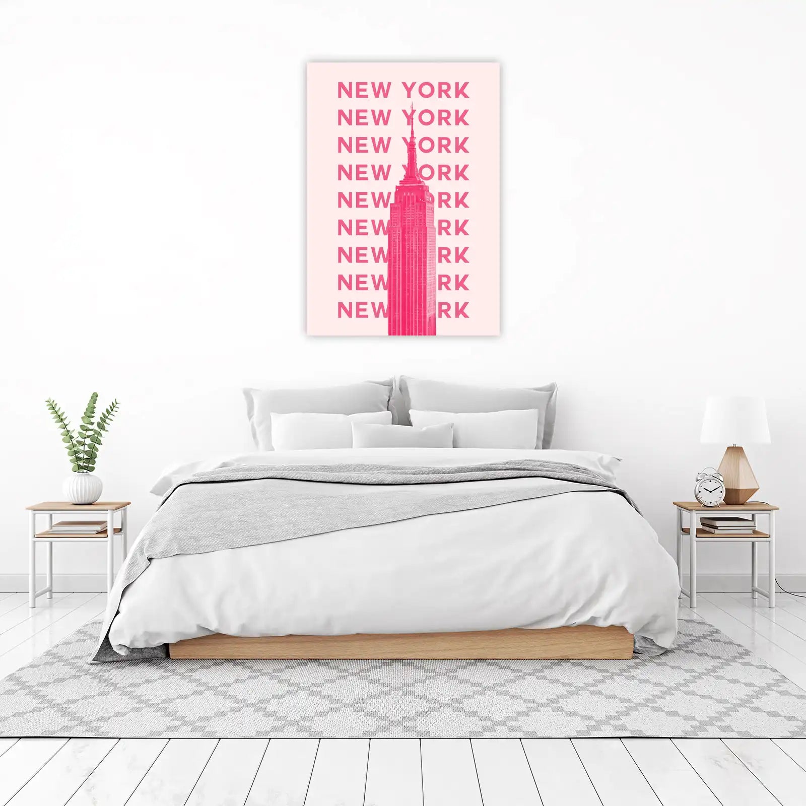 Pink Empire State Building Typography Wall Art