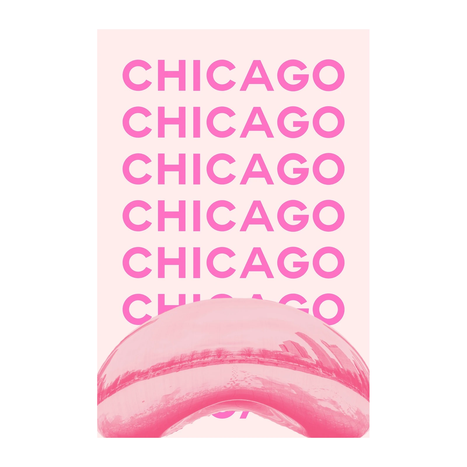 Pink Chicago Skyline Bean Wall Art