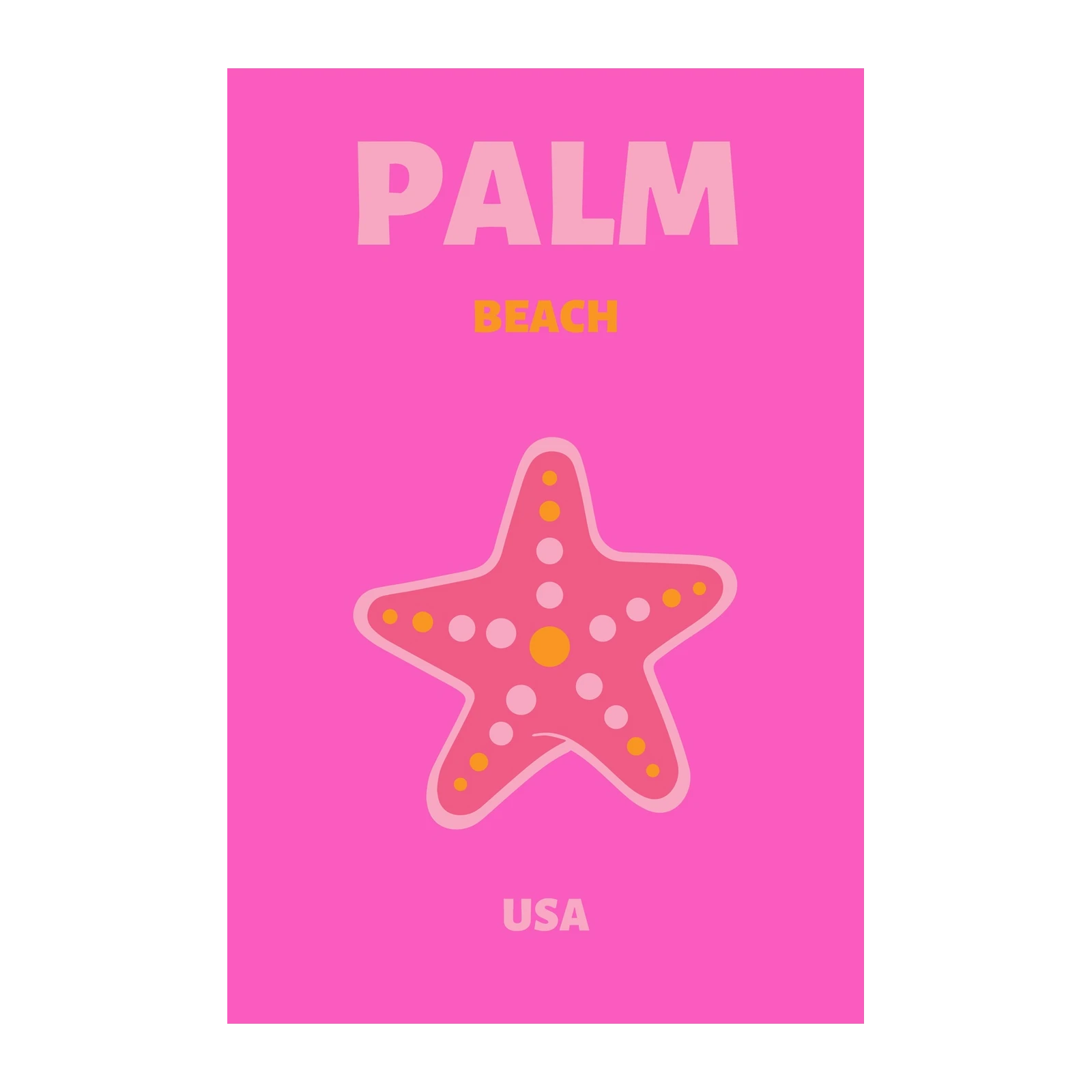 Pink Starfish Palm Beach Coastal Wall Art