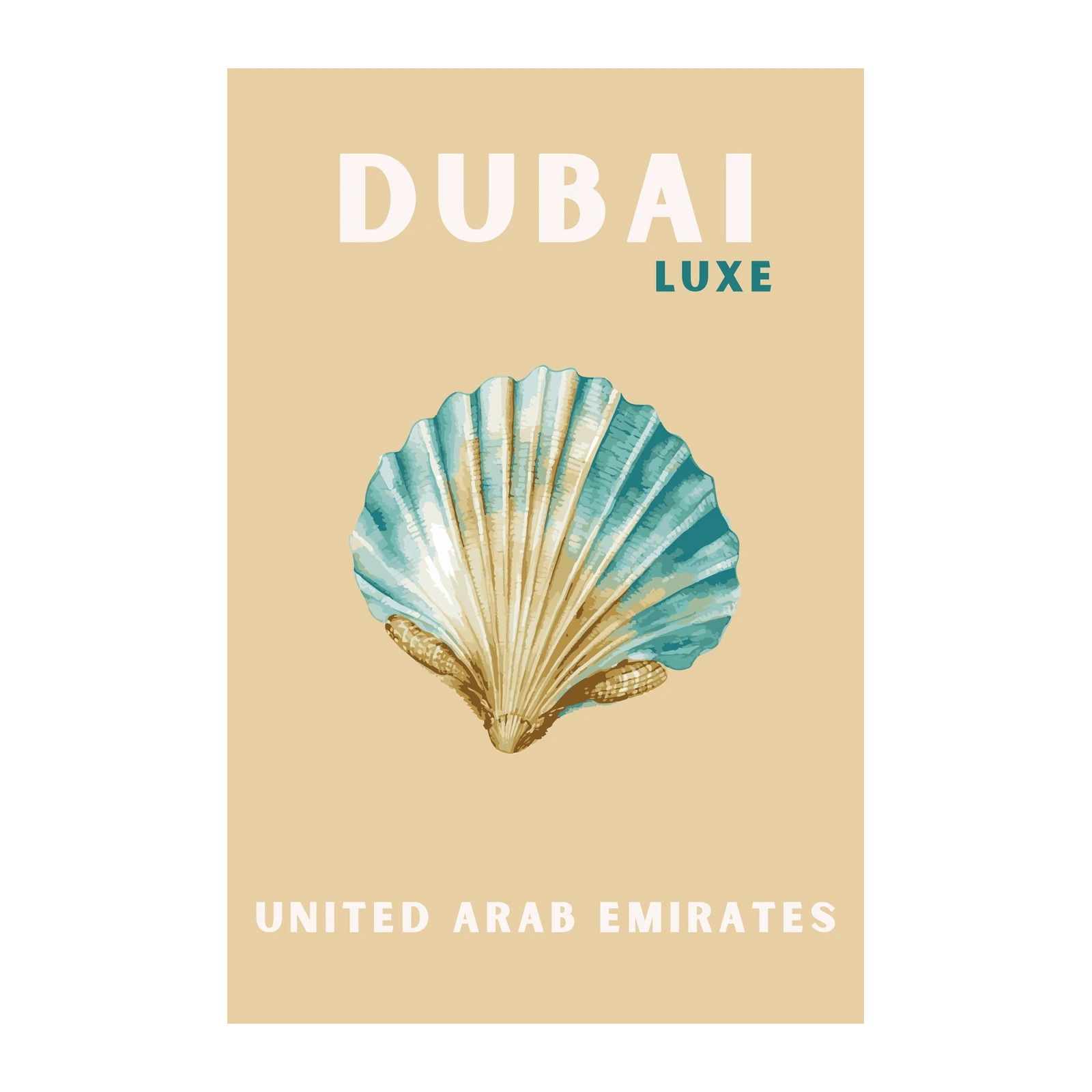 Dubai Luxe Seashell Vintage Travel Wall Art