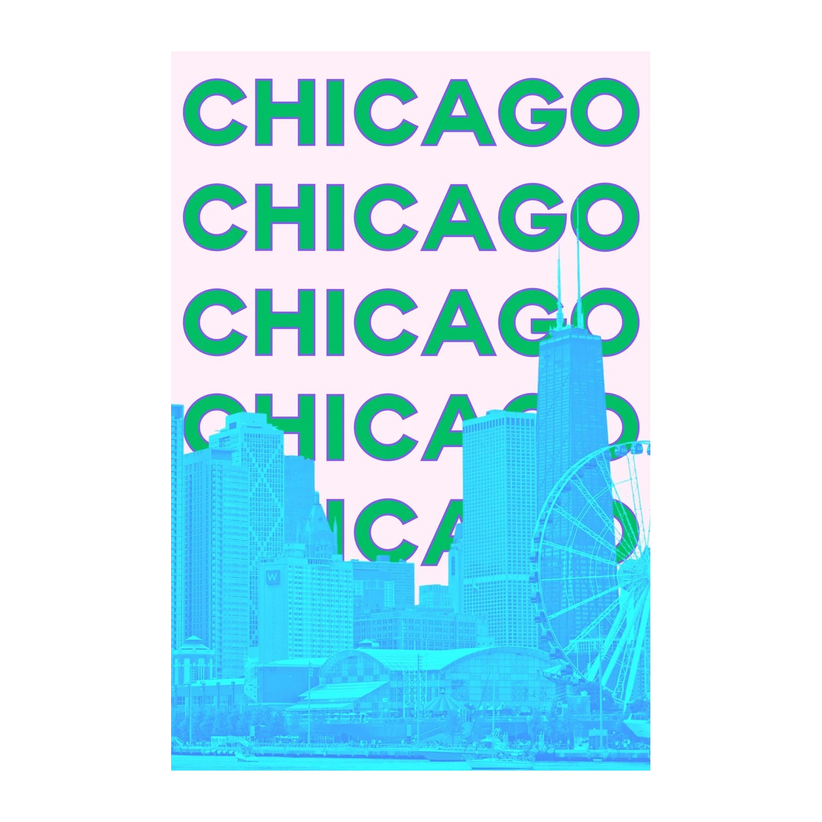 Vibrant Chicago Skyline Repeat Wall Art