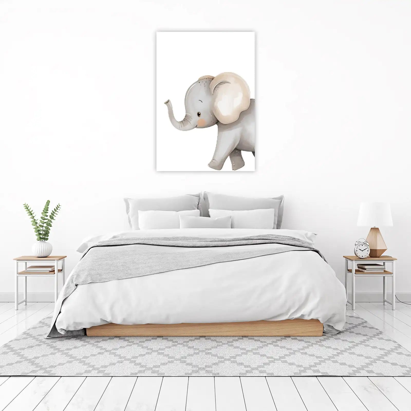 Adorable Watercolor Baby Elephant Wall Art for Nursery