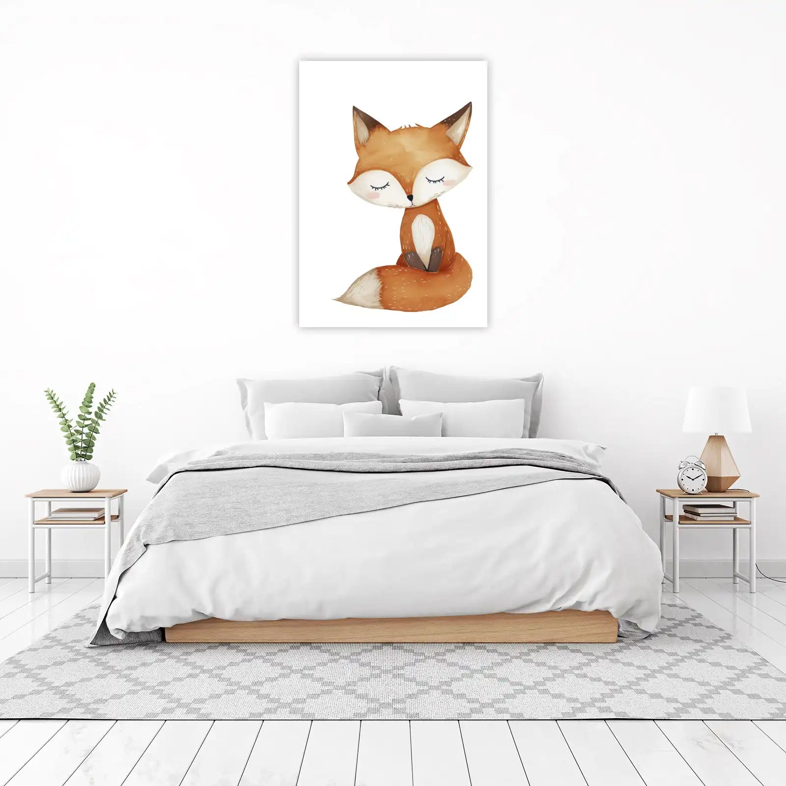 Adorable Sleeping Fox Watercolor Wall Art