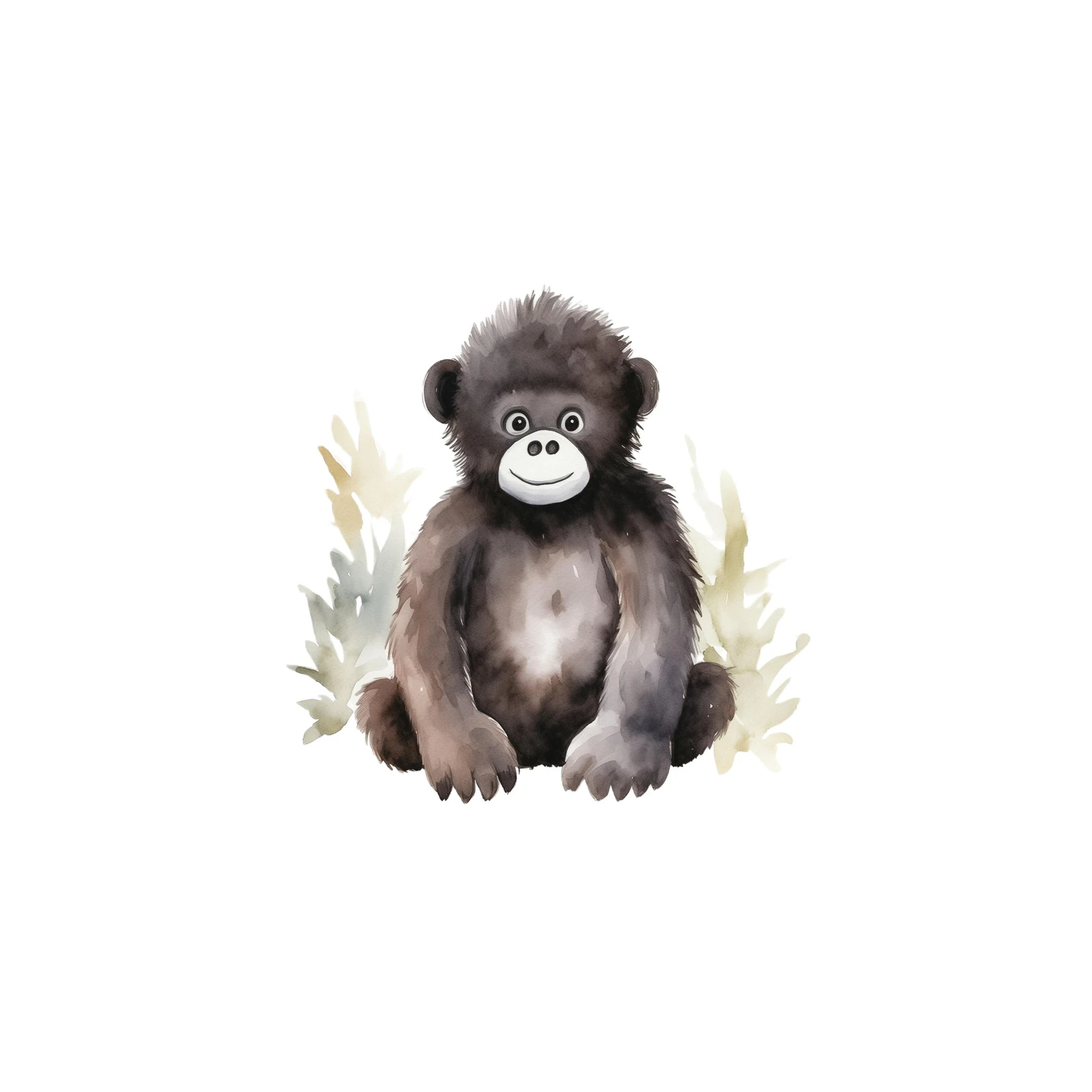 Cute Baby Gorilla Watercolor Wall Art