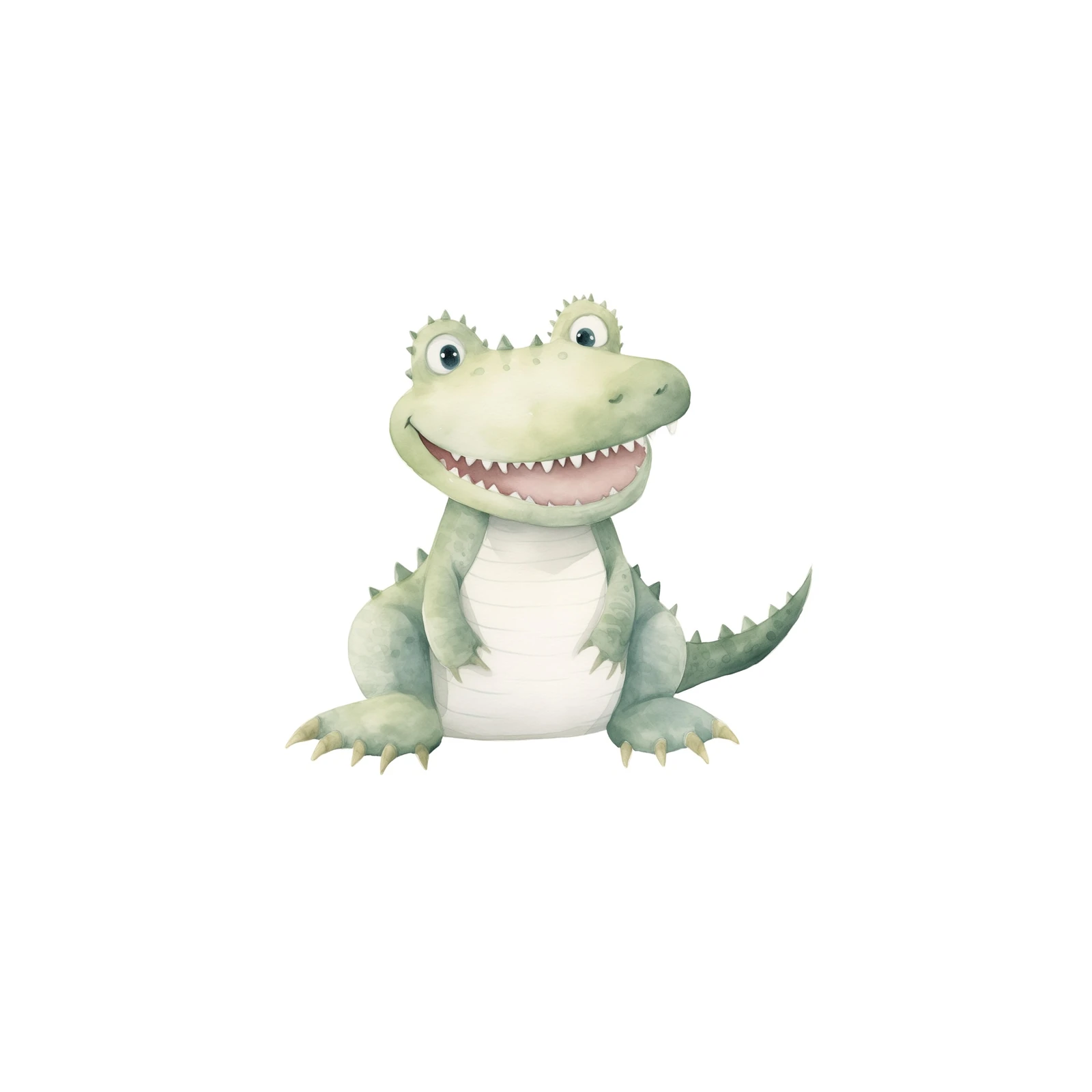 Cute Smiling Alligator Watercolor Wall Art