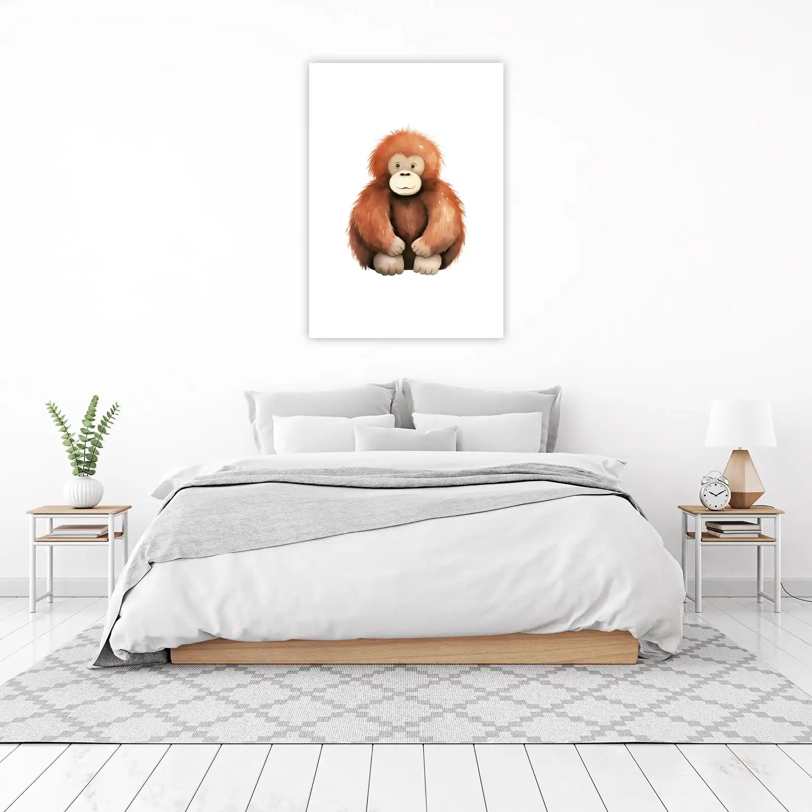 Cute Watercolor Orangutan Sitting Wall Art