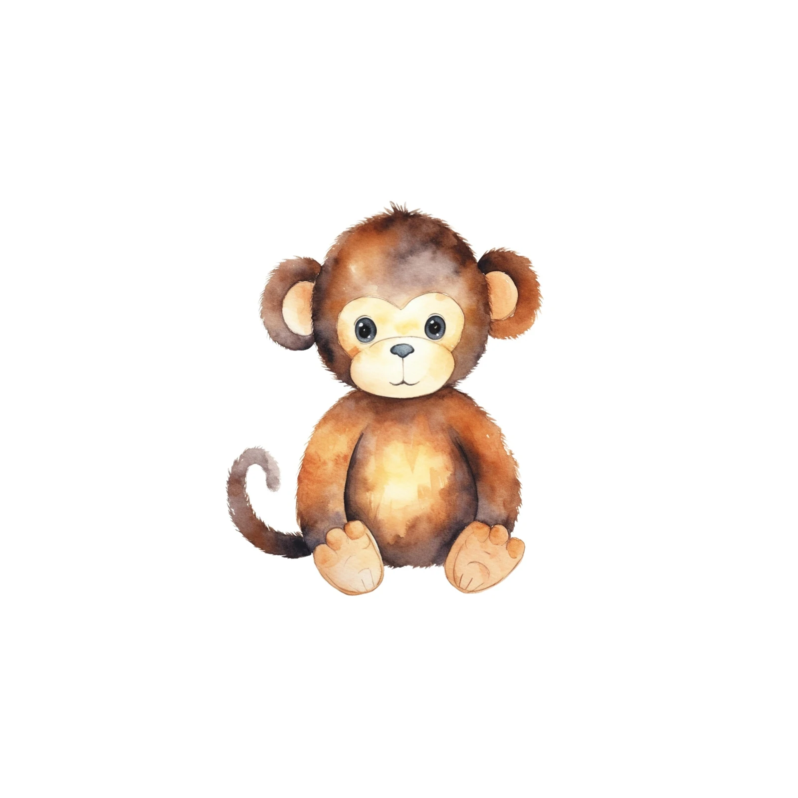Adorable Watercolor Monkey Nursery Art Wall Art