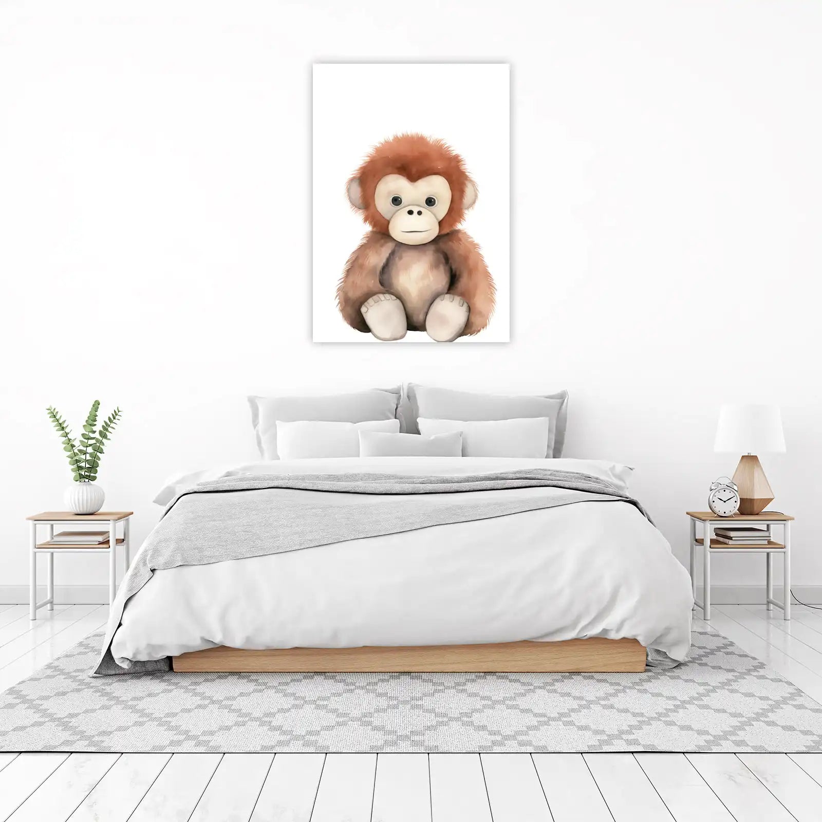 Adorable Watercolor Monkey Nursery Wall Art
