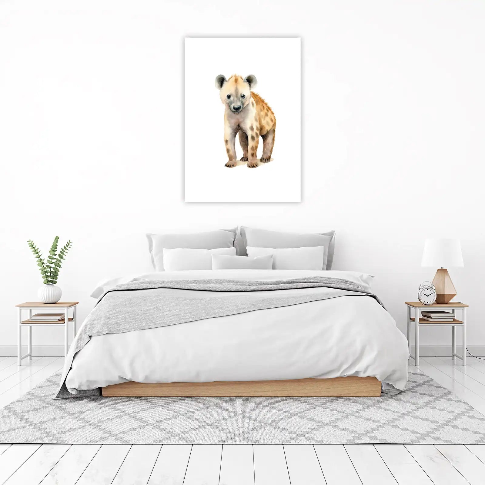 Adorable Hyena Cub Watercolor Wall Art