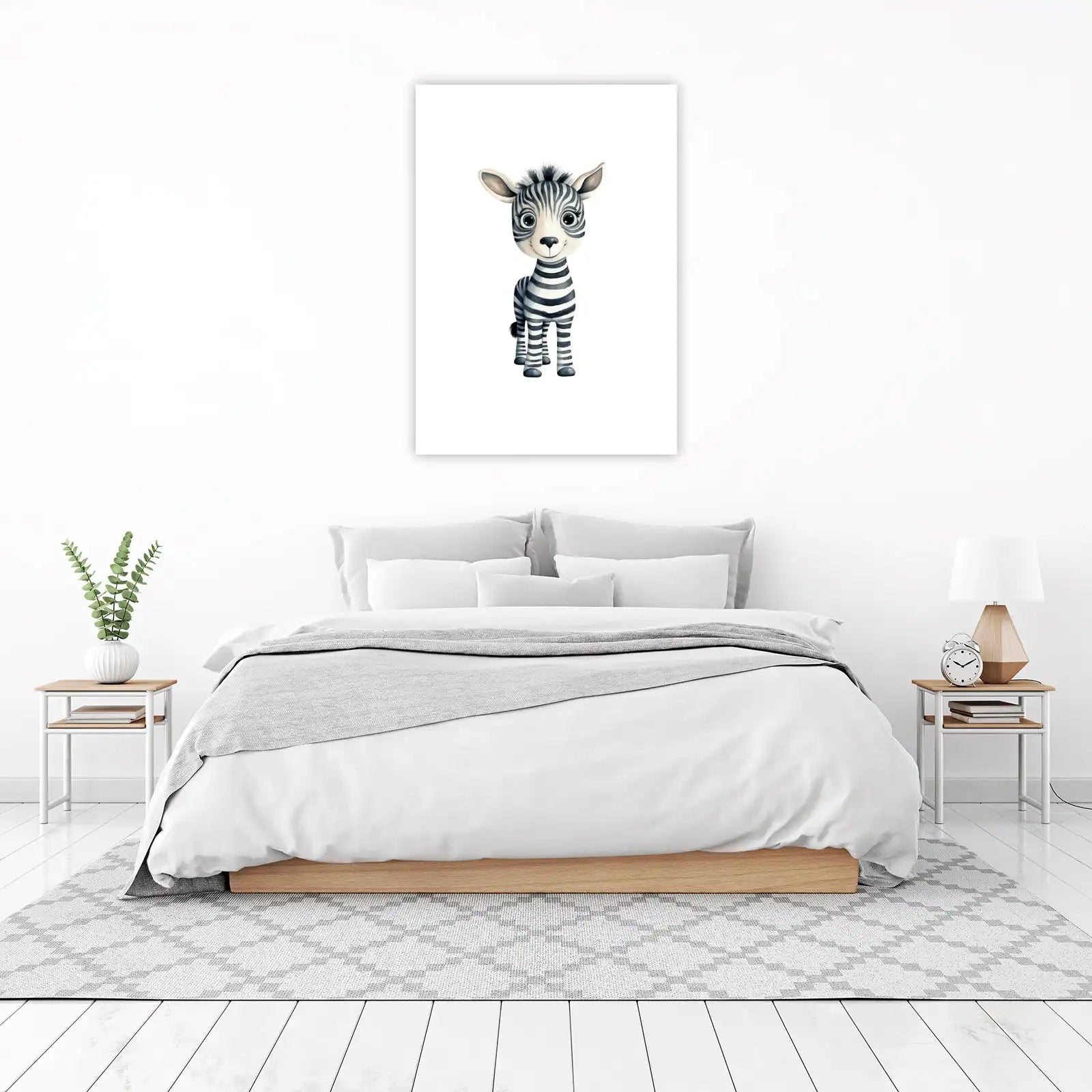 Cute Baby Zebra Watercolor Wall Art