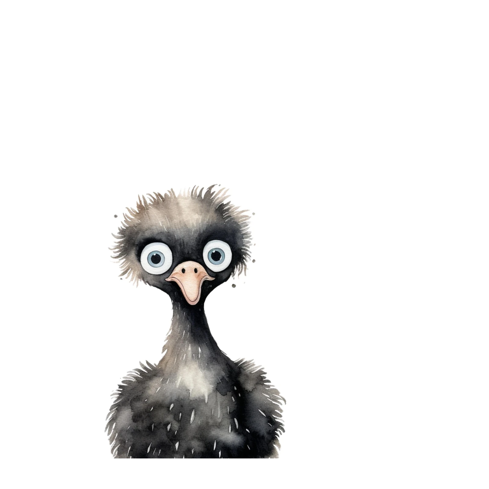 Whimsical Ostrich Watercolour Wall Art