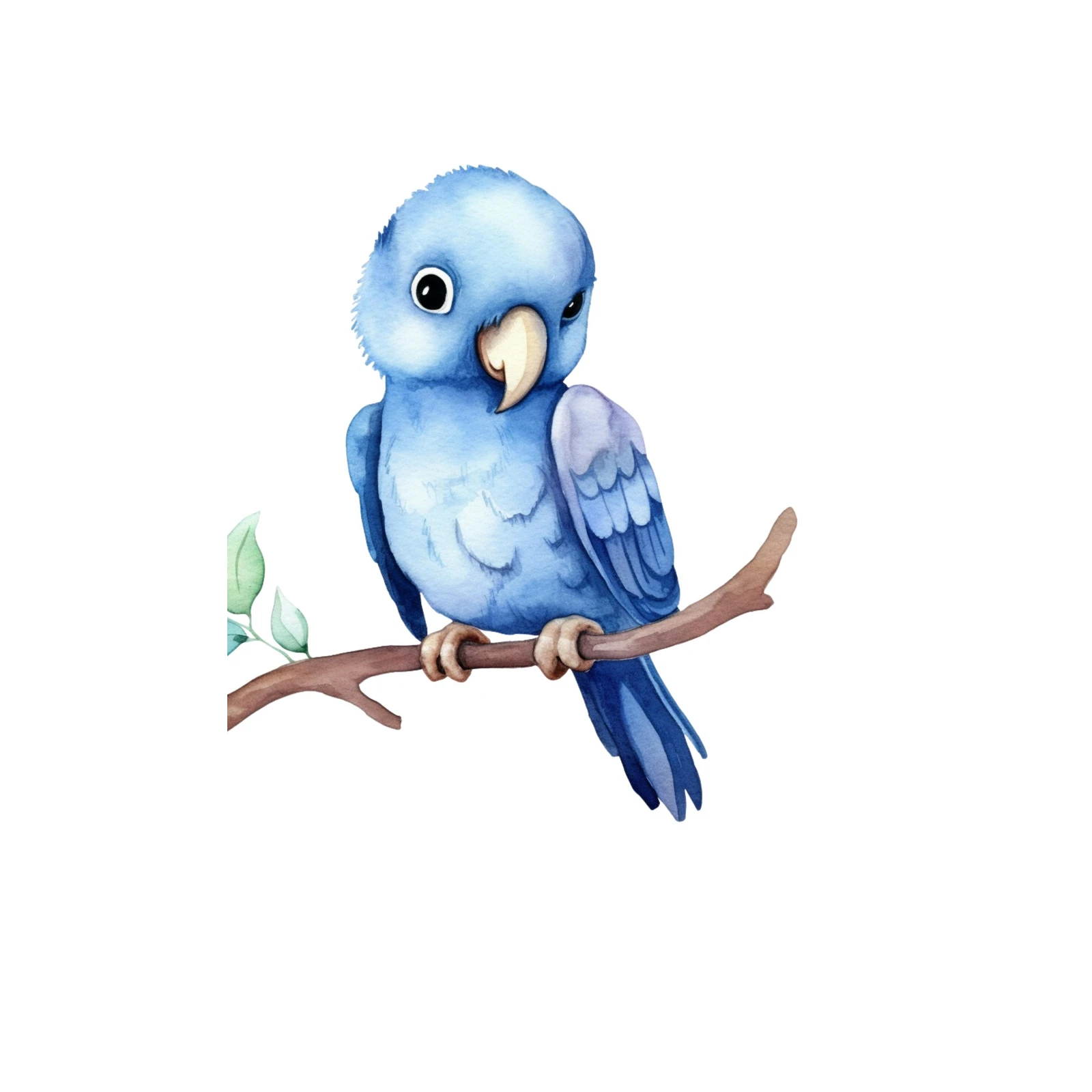 Adorable Blue Parrot on Branch Wall Art