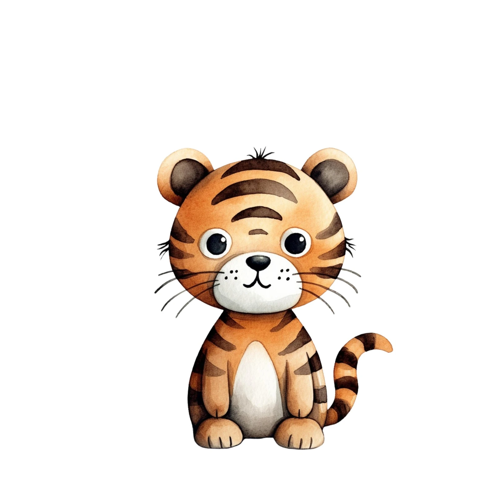 Adorable Watercolor Tiger Cub Wall Art for Kids