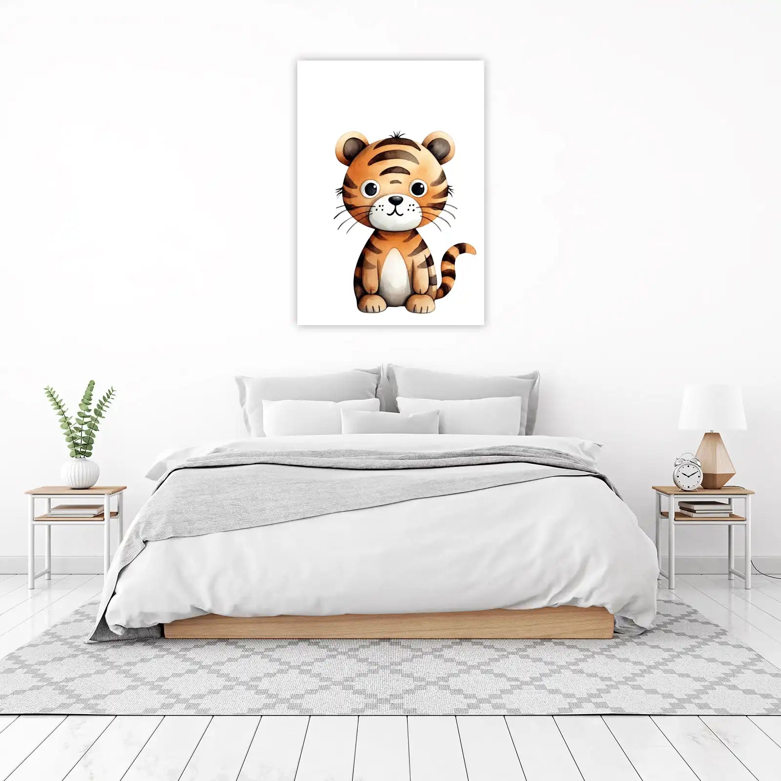 Adorable Watercolor Tiger Cub Wall Art for Kids