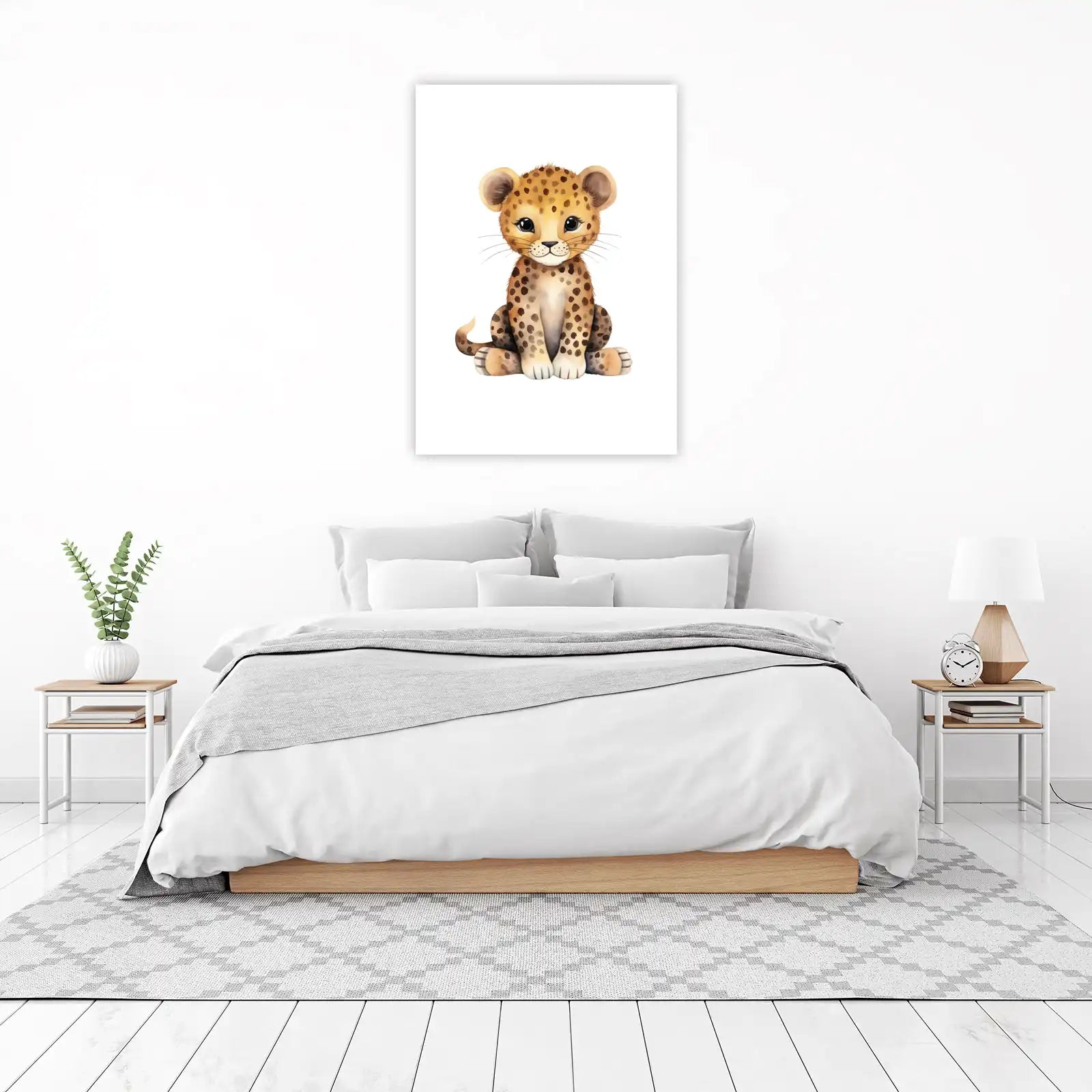 Cute Baby Leopard Watercolor Wall Art
