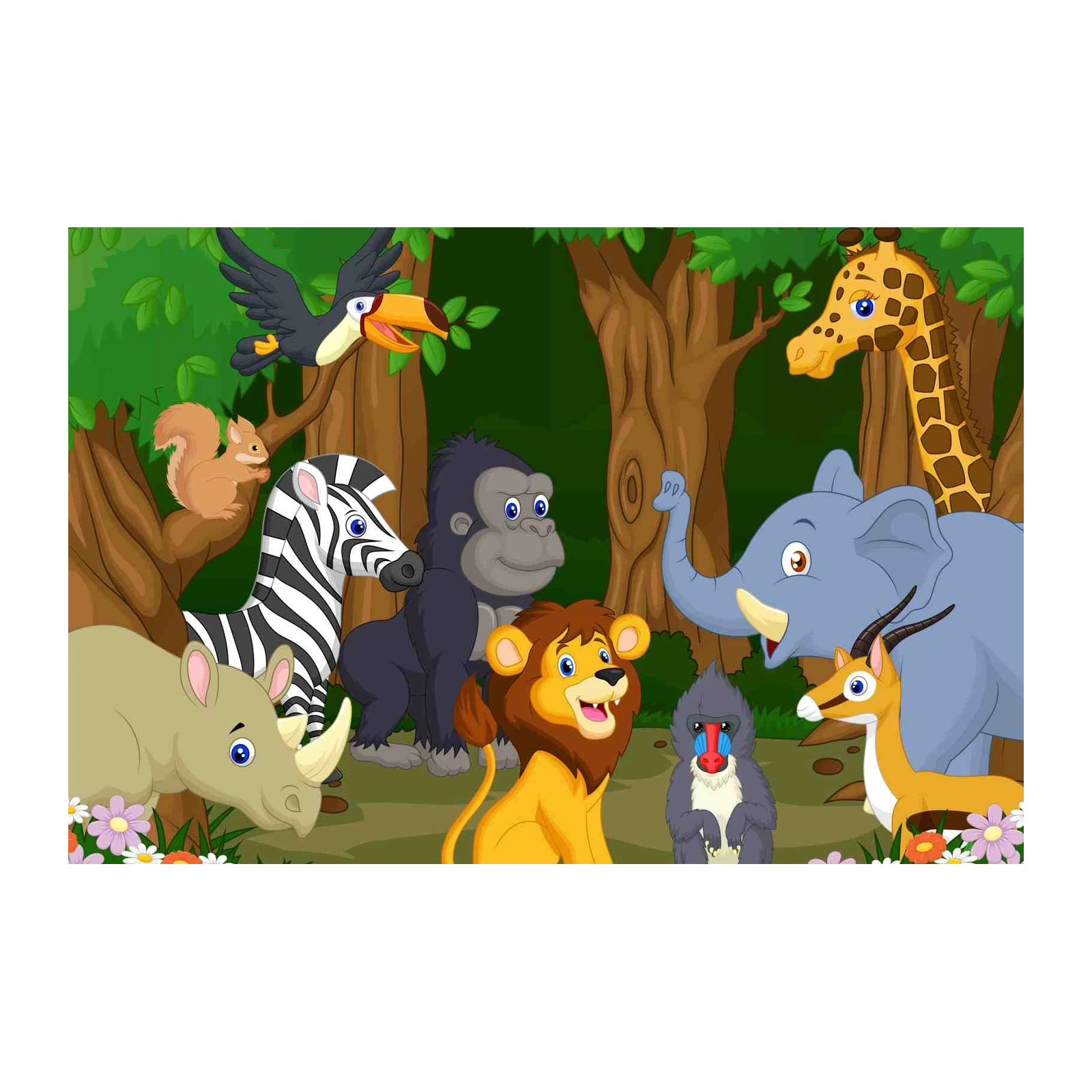 Jungle Friends Cartoon Safari Wall Art