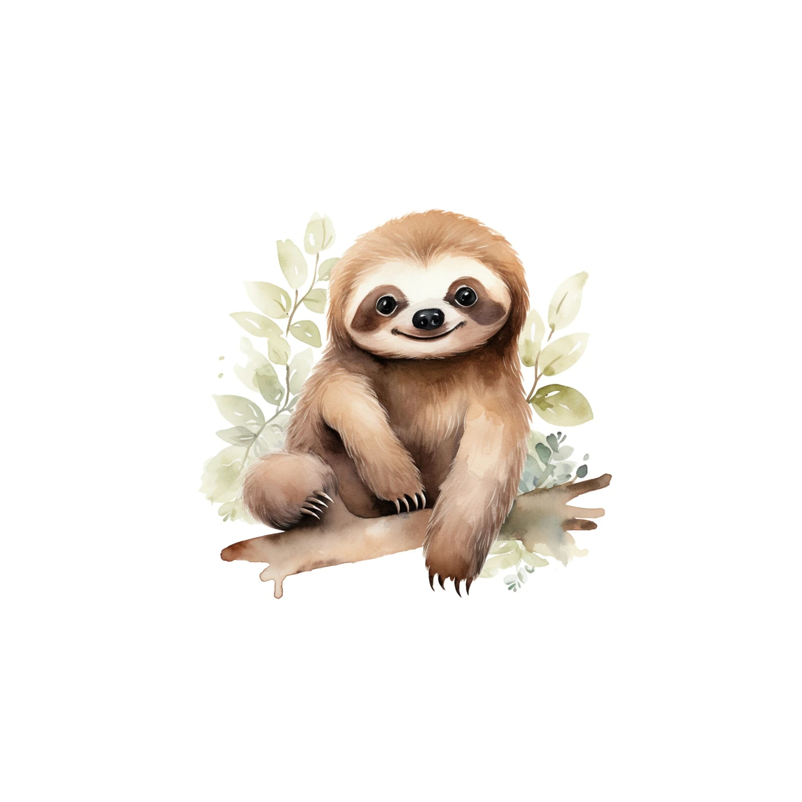 Adorable Sloth Watercolor Wall Art for Nursery