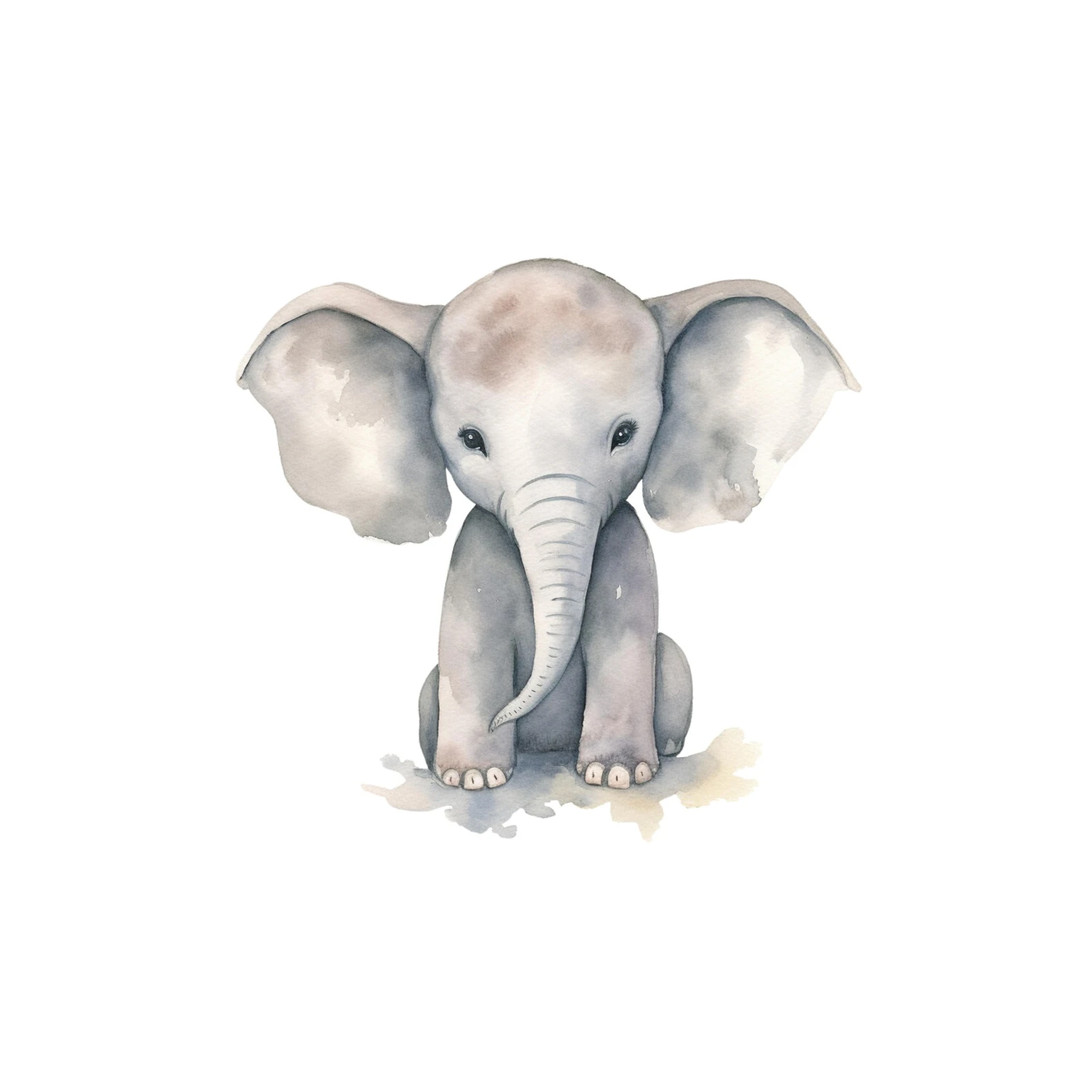 Adorable Baby Elephant Watercolor Wall Art
