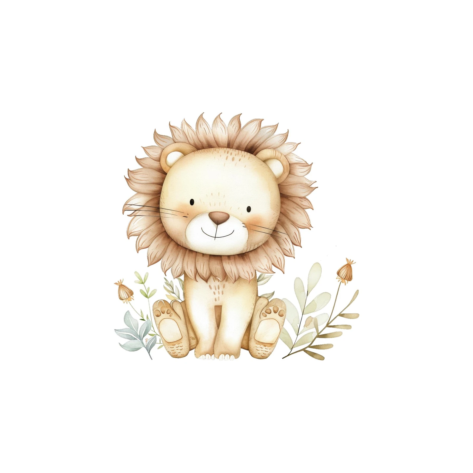 Adorable Watercolor Lion Nursery Art Wall Art