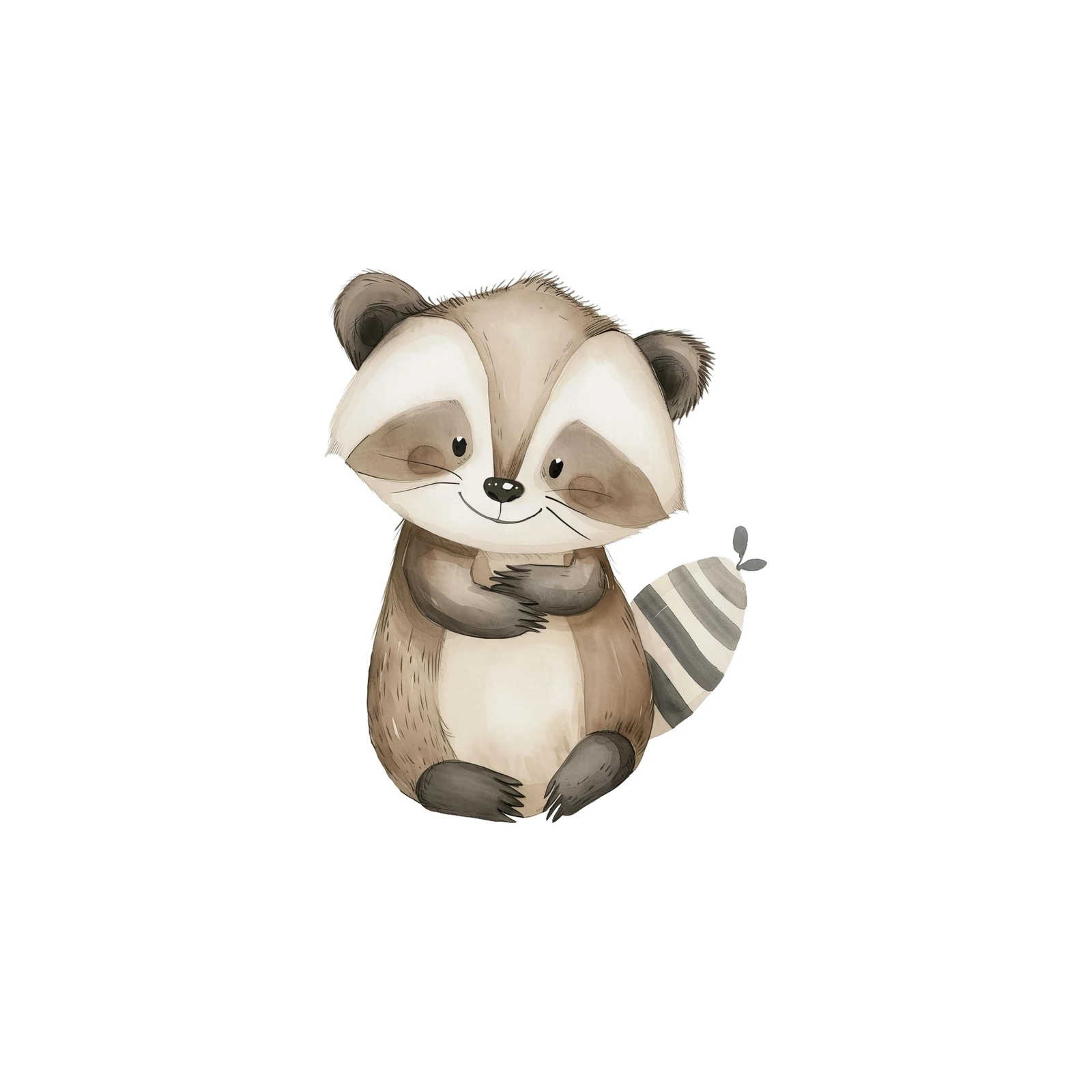Cute Raccoon Watercolor Woodland Animal Wall Art