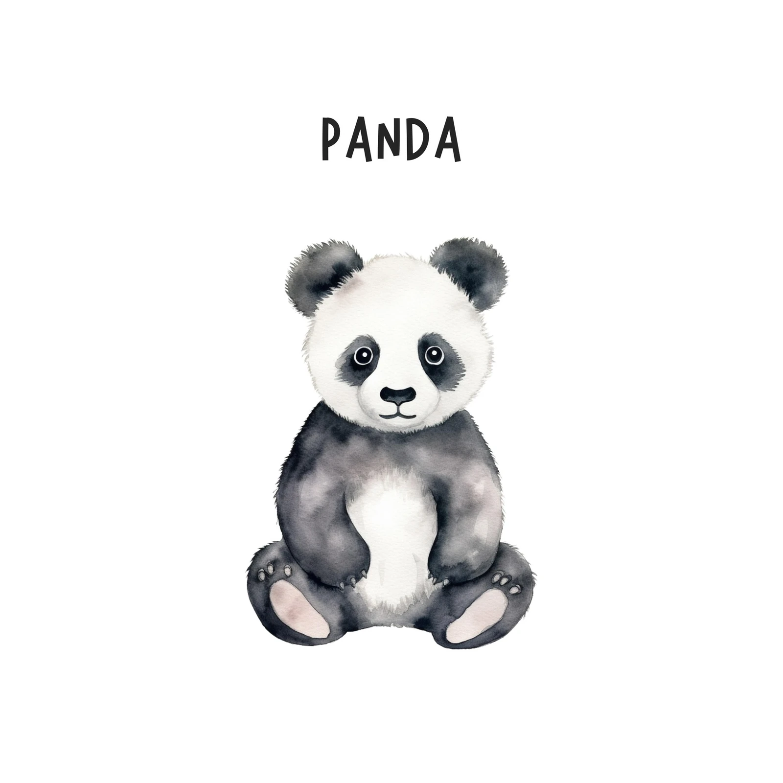 Adorable Watercolor Panda Cute Animal Wall Art