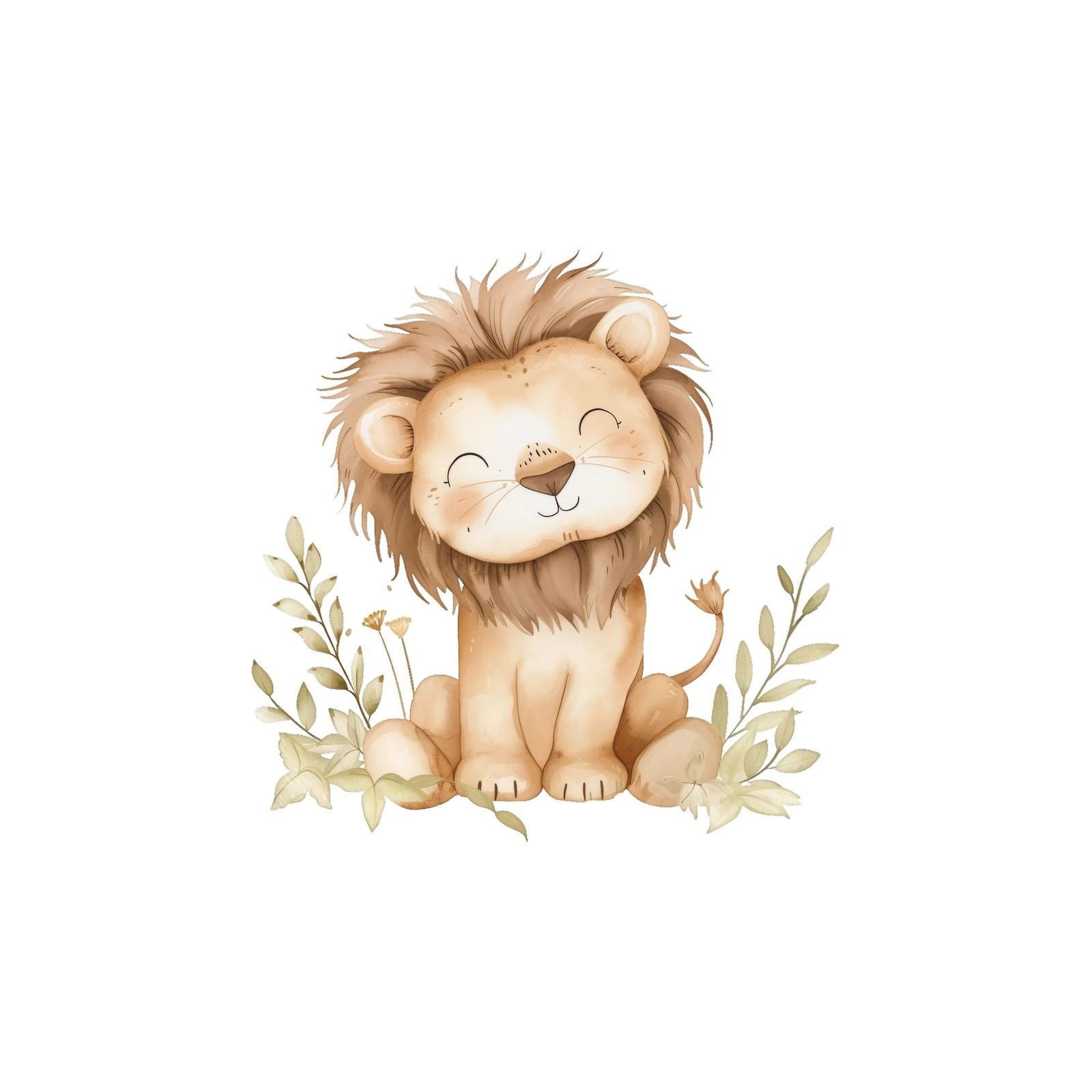 Adorable Watercolor Lion Cub Nursery Art Wall Art