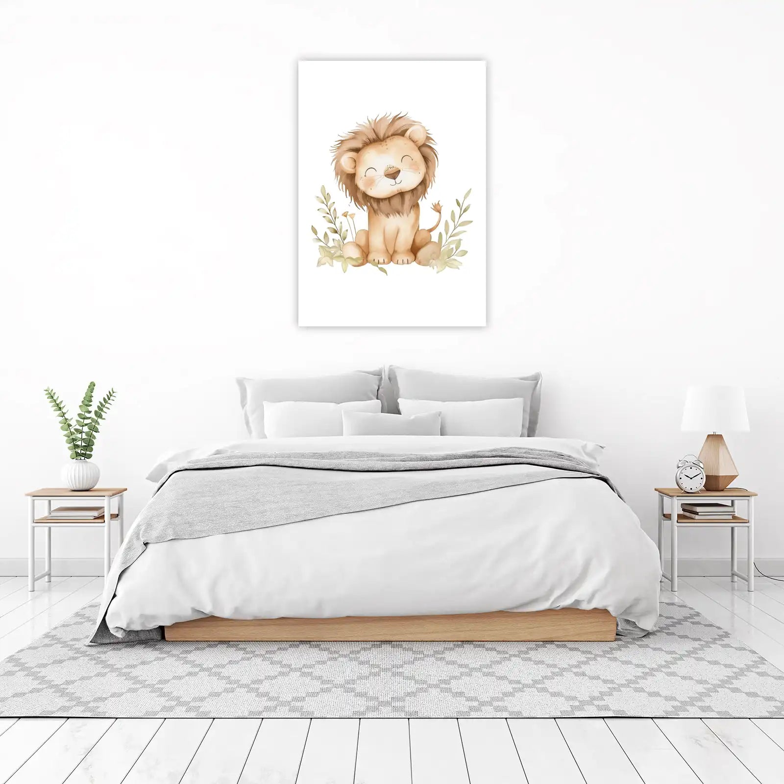 Adorable Watercolor Lion Cub Nursery Art Wall Art
