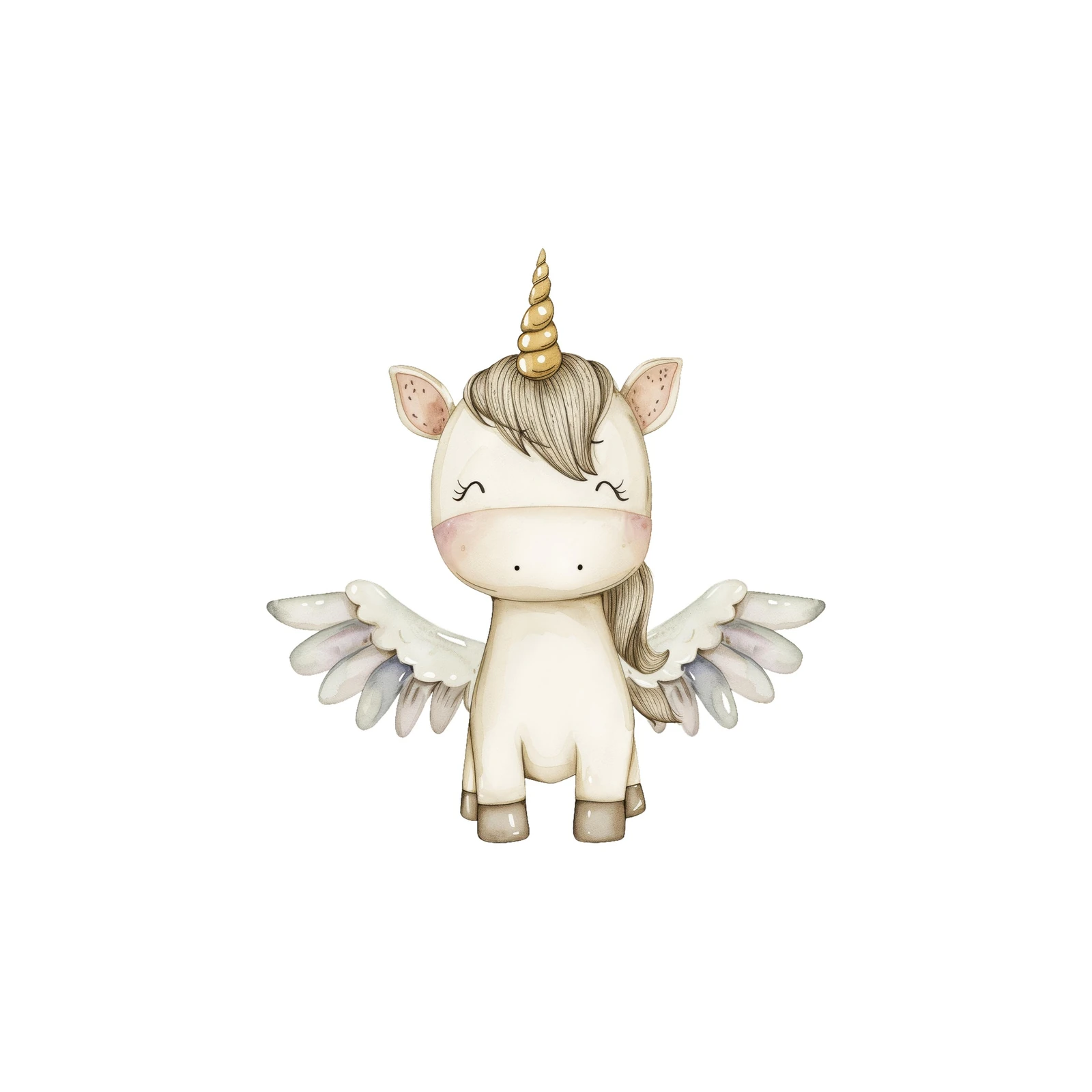 Cute Watercolor Pegasus Unicorn Wall Art for Kids