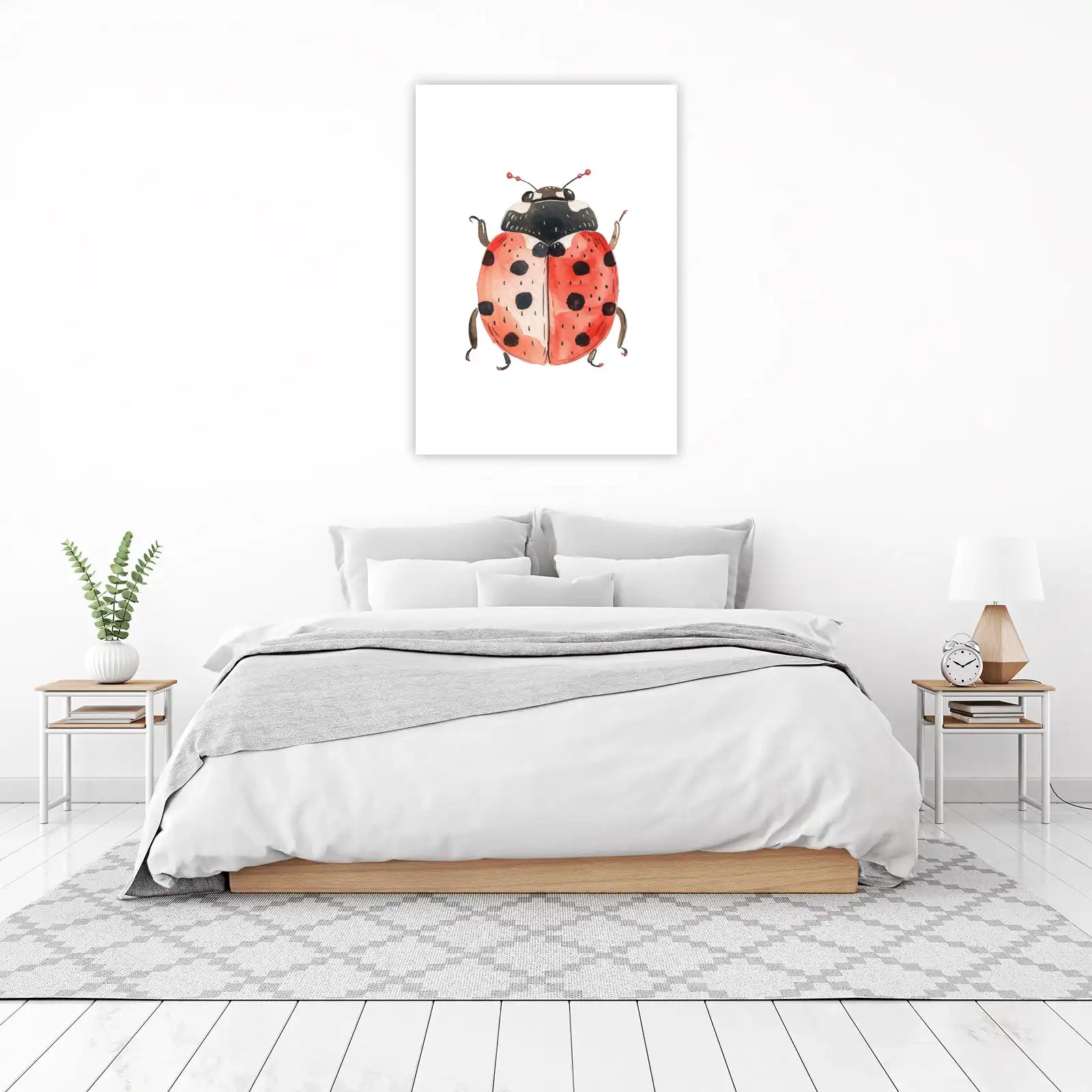 Charming Ladybug Watercolor Wall Art