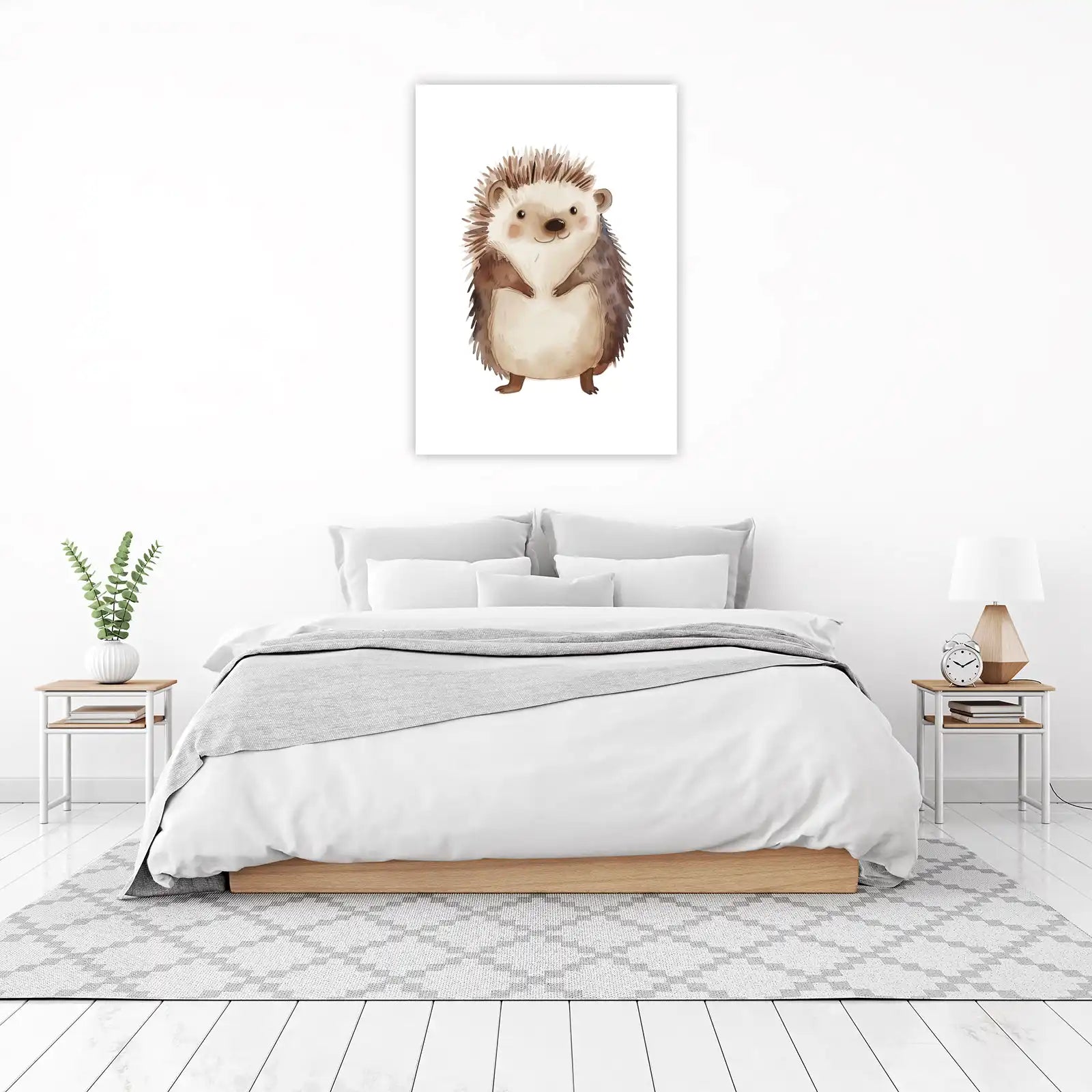 Adorable Watercolor Hedgehog Nursery Art Wall Art