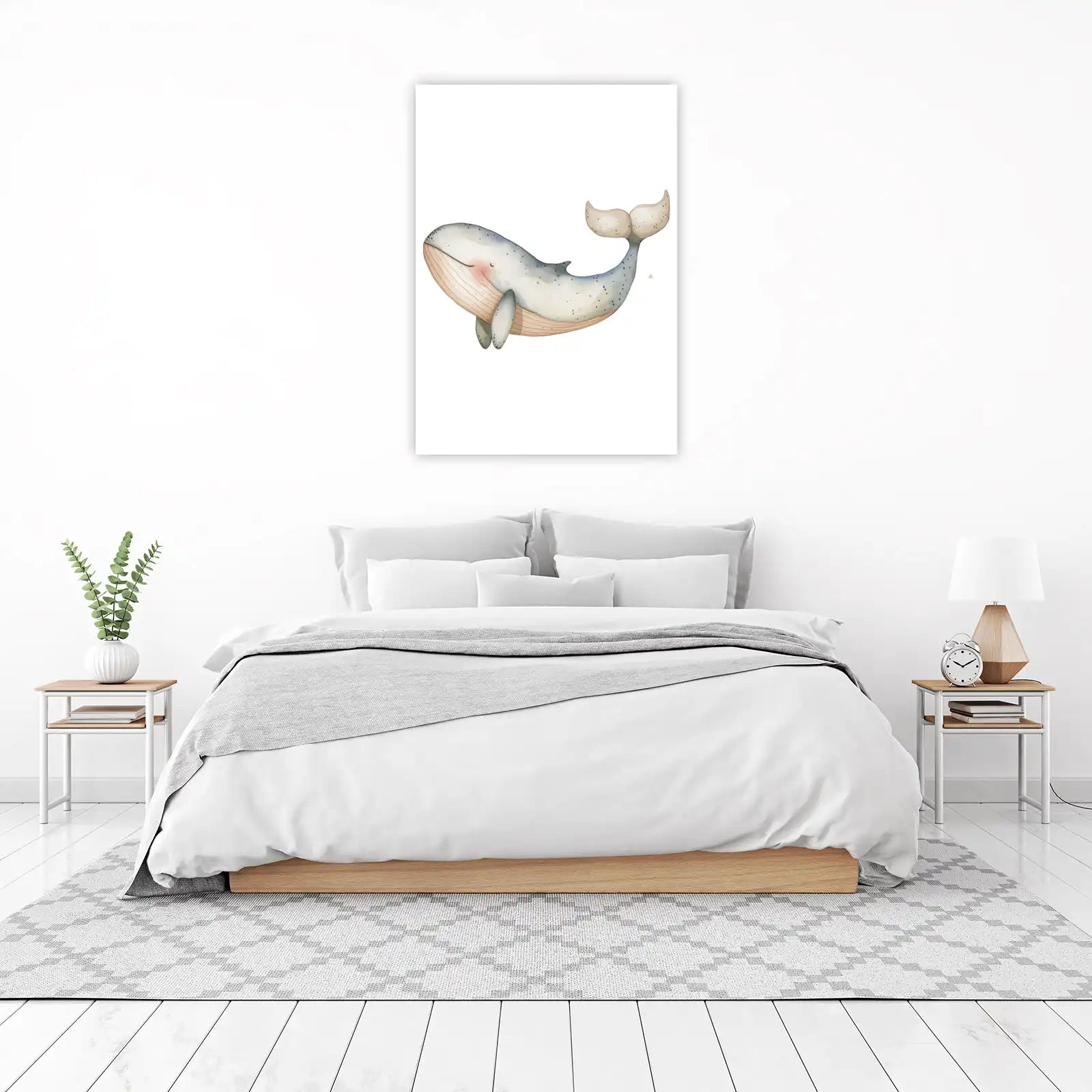 Adorable Watercolor Whale Nursery Wall Art