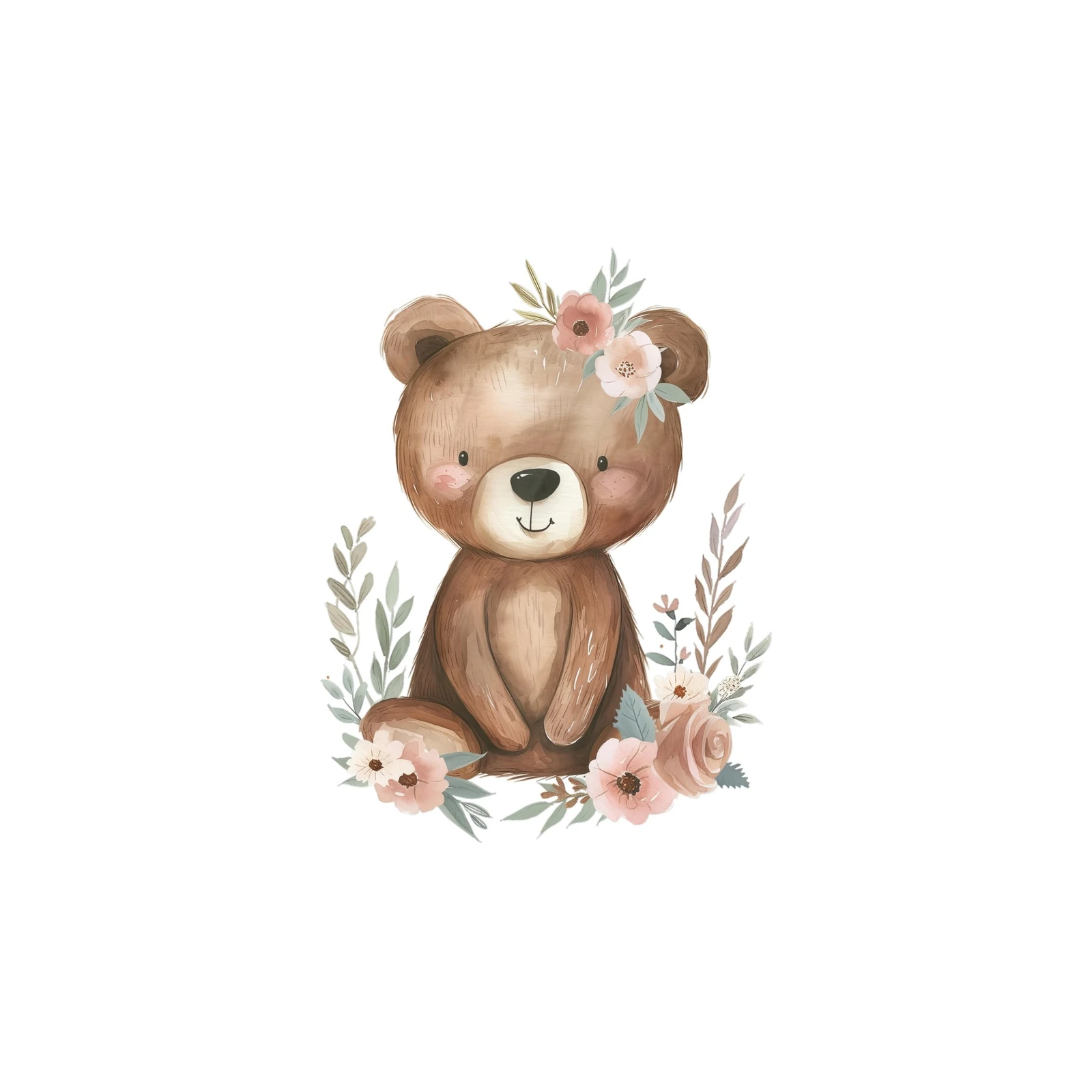 Adorable Floral Bear Nursery Art Wall Art