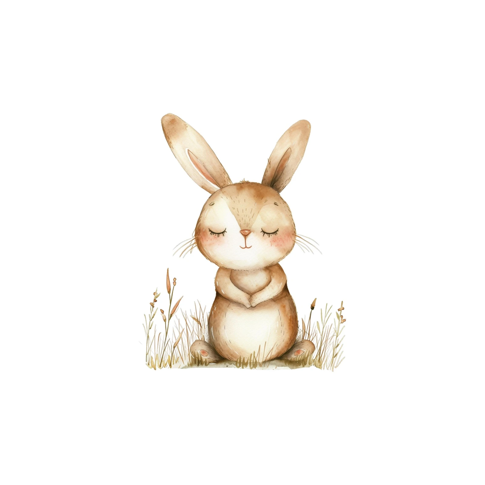 Cute Watercolor Bunny in Field Wall Art