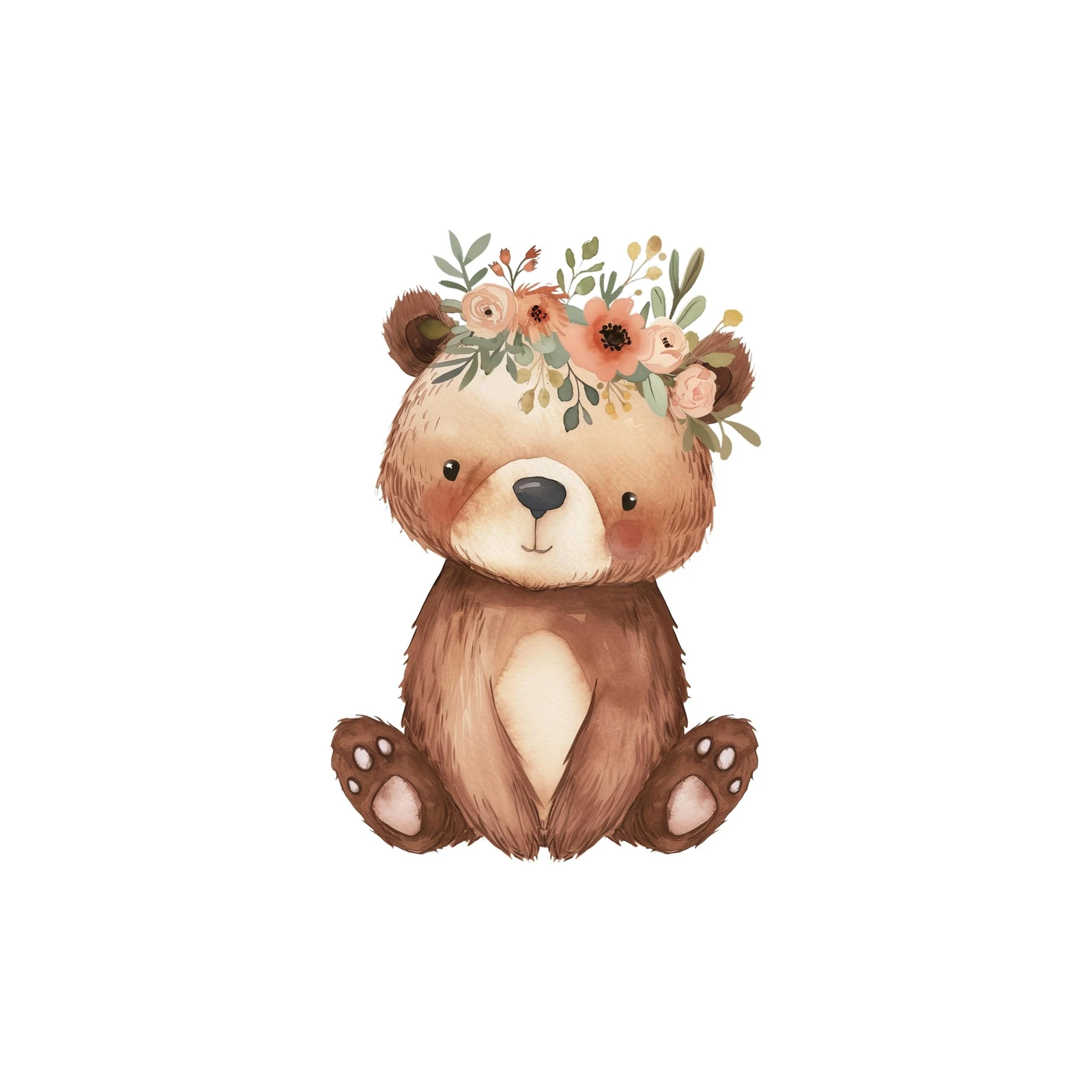 Cute Floral Bear Nursery Art Wall Art