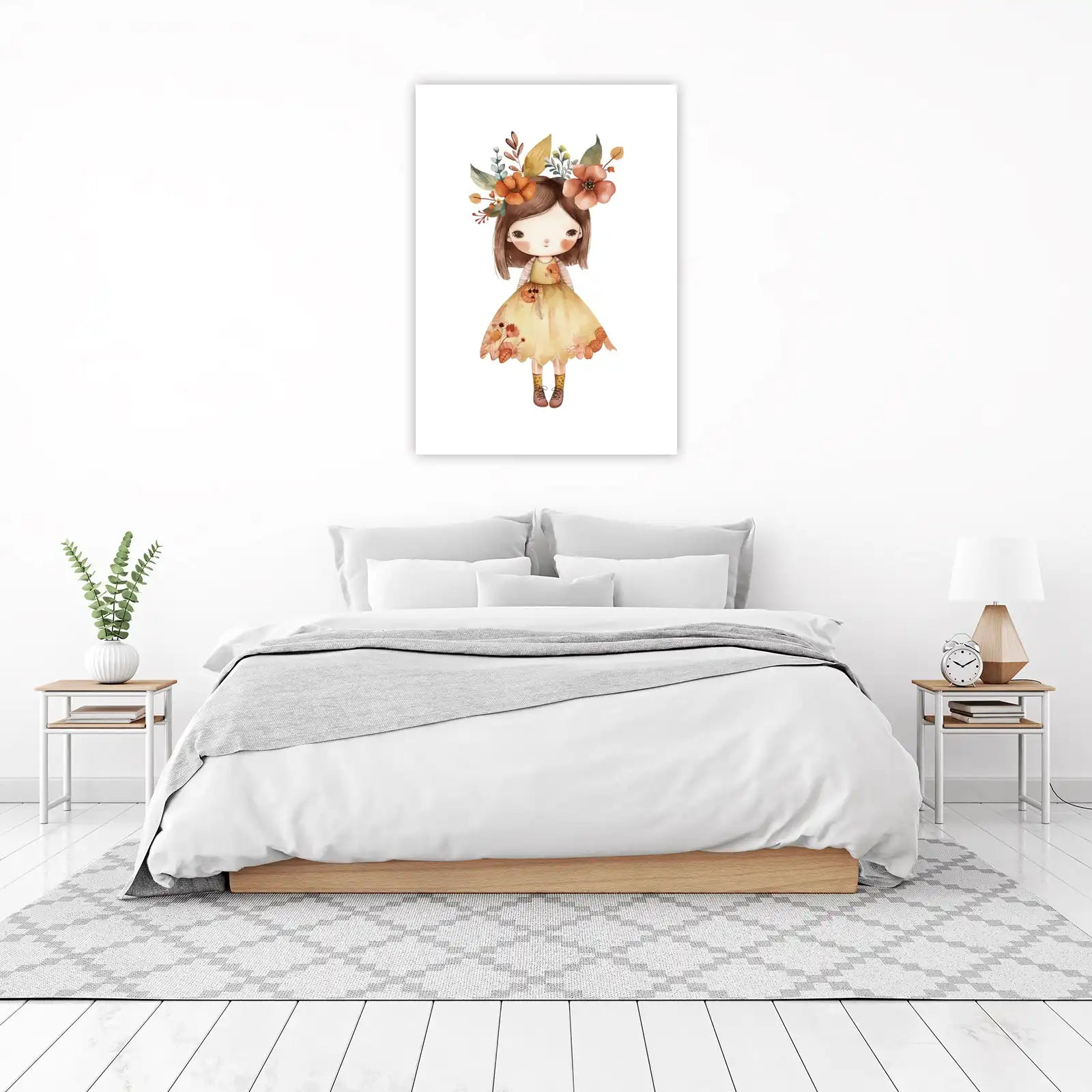 Whimsical Floral Girl Art Wall Art