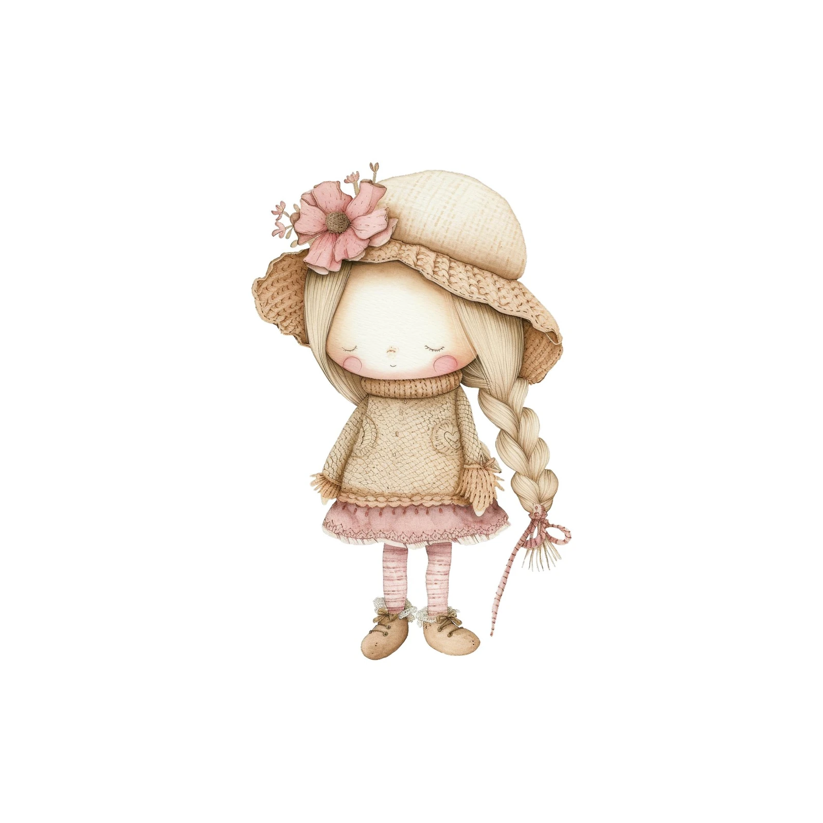 Whimsical Girl with Flower Hat Wall Art