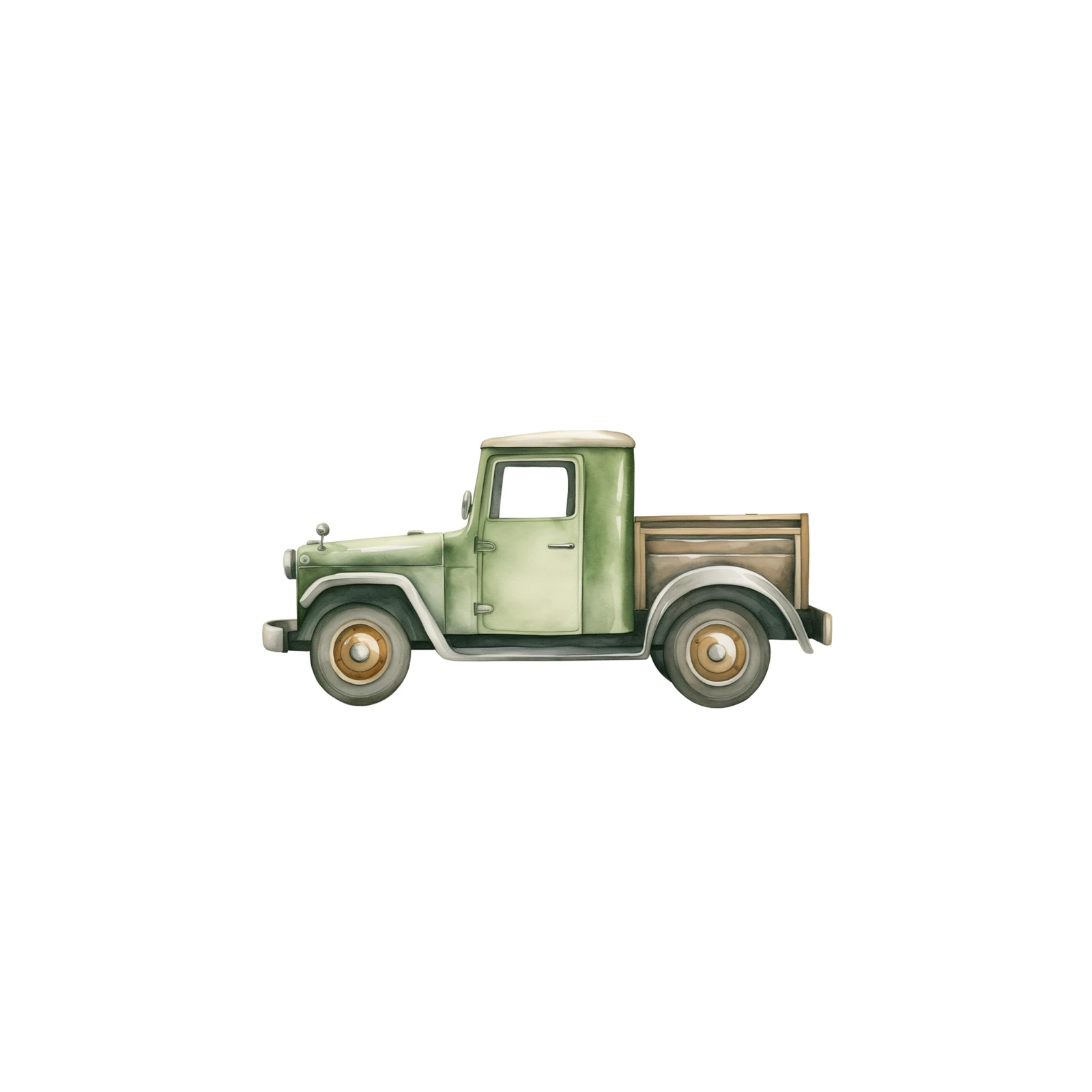 Vintage Green Truck Watercolor Wall Art