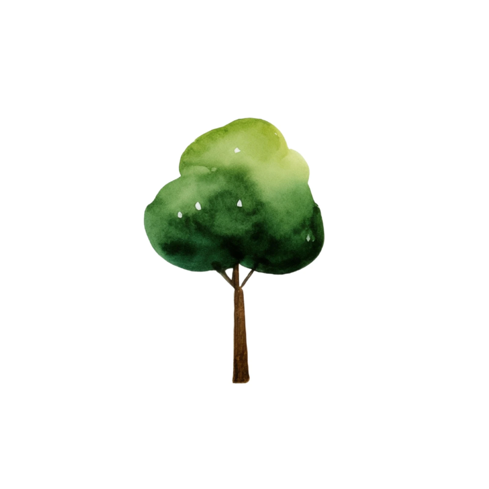 Serene Green Tree Watercolor Wall Art