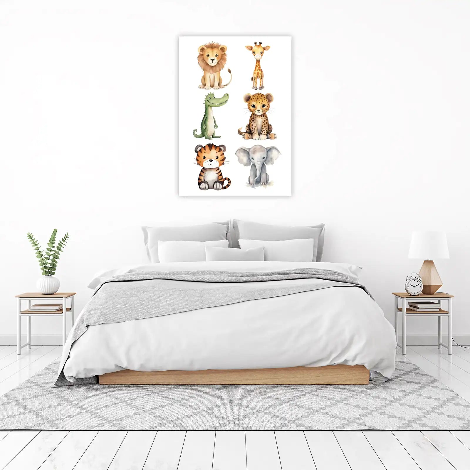 Adorable Watercolor Safari Animals Wall Art