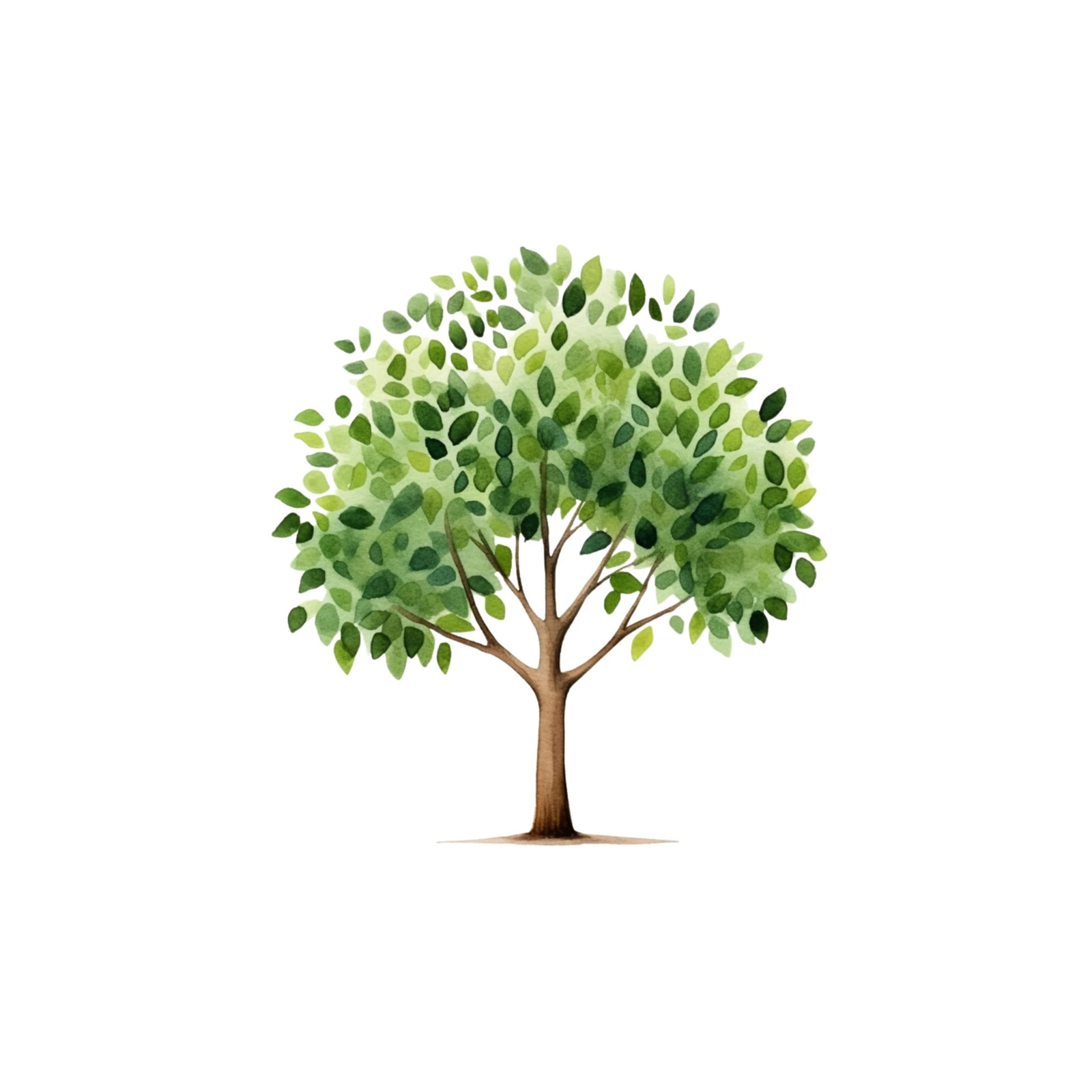 Lush Green Tree Watercolor Wall Art