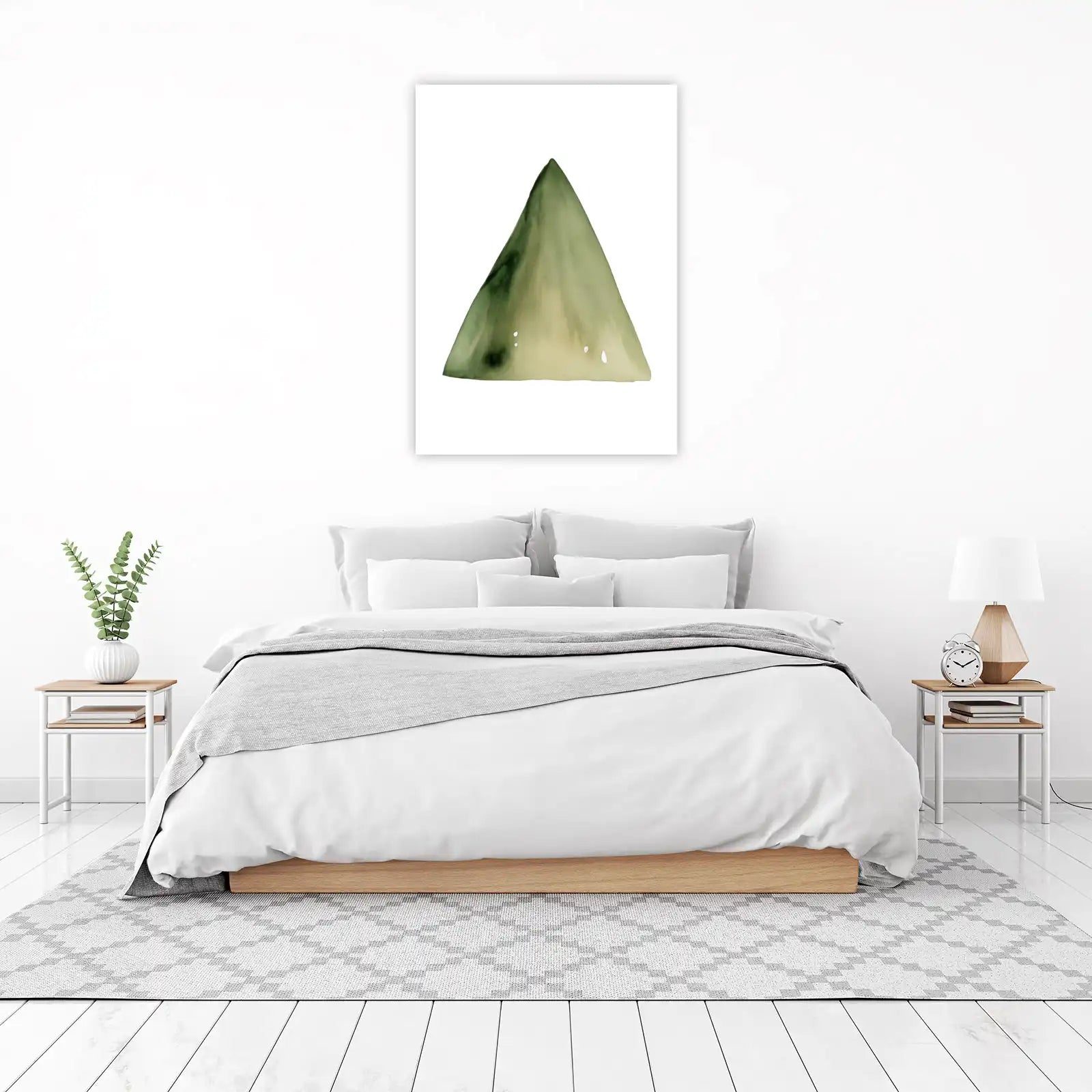 Serene Green Mountain Abstract Wall Art