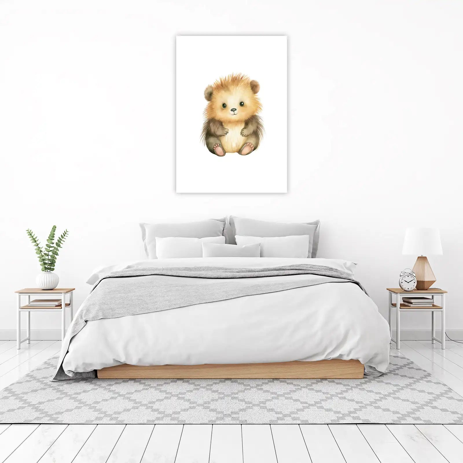 Adorable Watercolor Hedgehog Nursery Wall Art