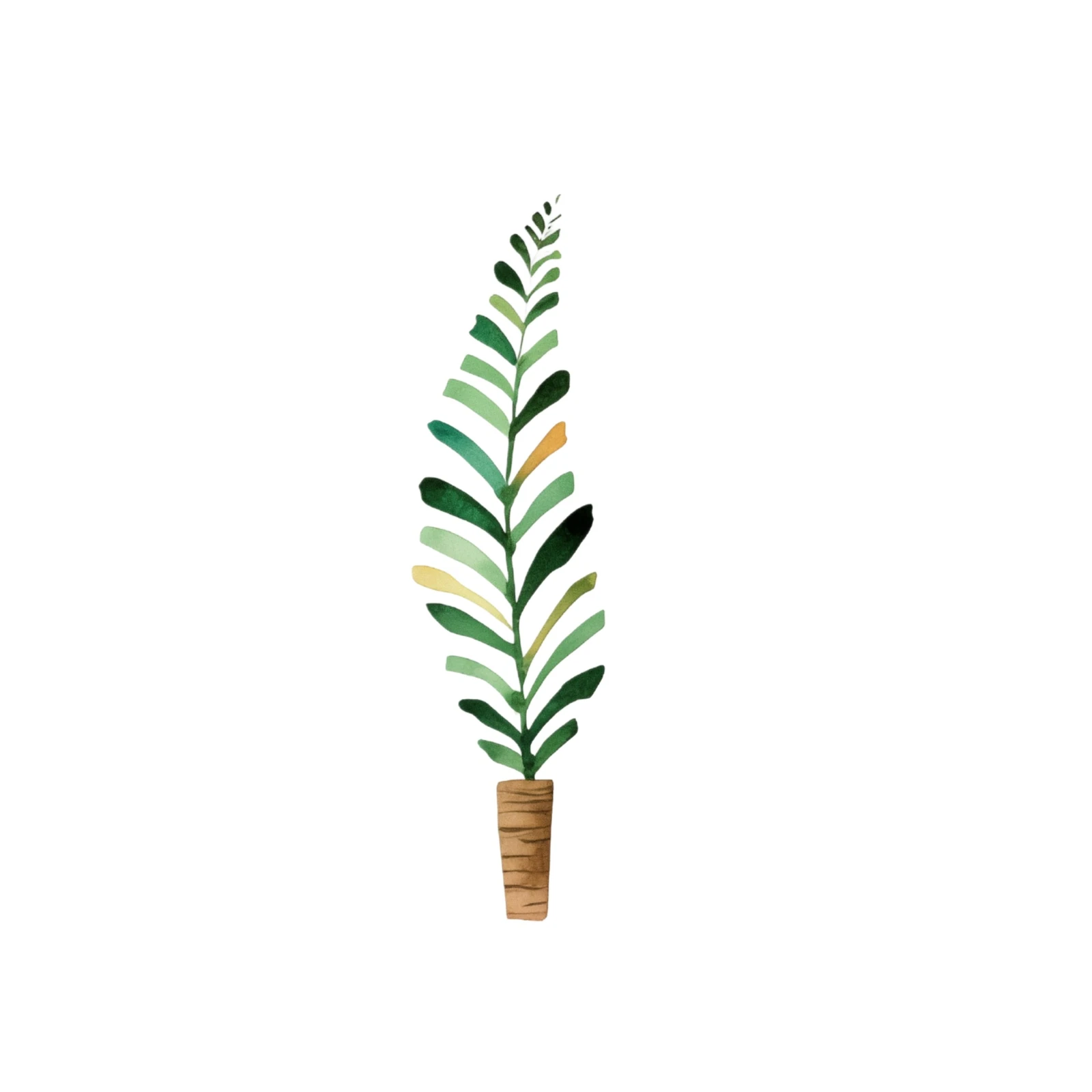 Green Leaf Plant Watercolor Wall Art