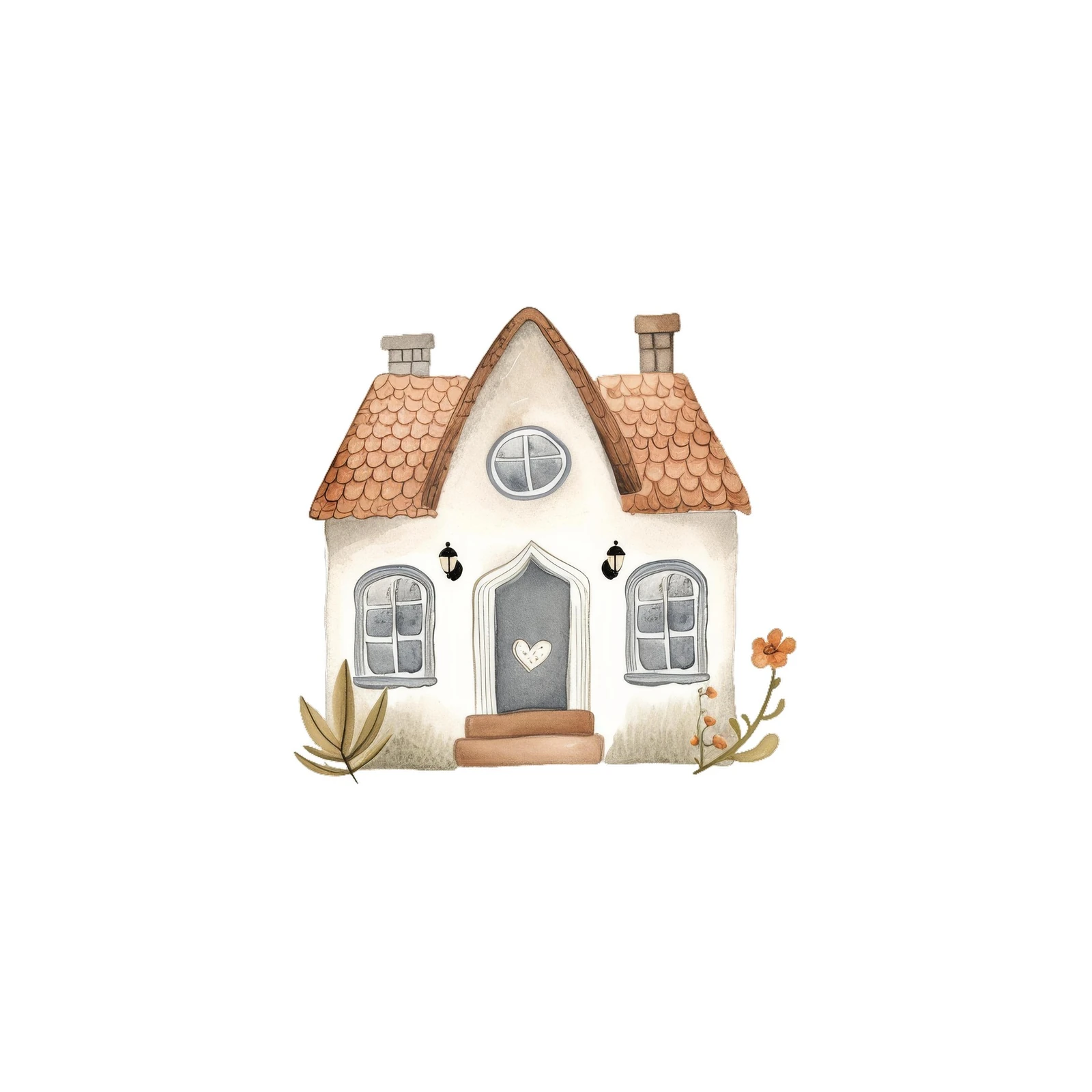 Cozy Cottage Whimsical Home Watercolor Wall Art