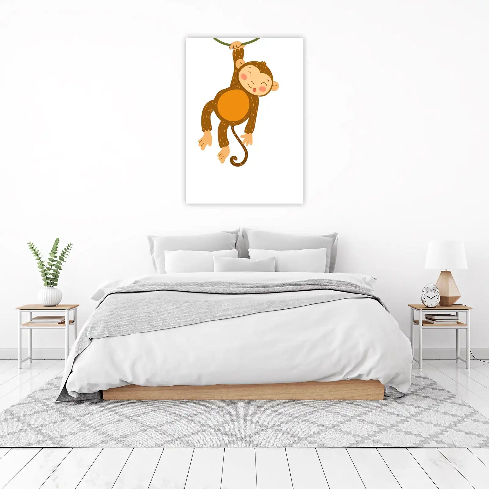 Whimsical Monkey Swinging Jungle Fun Wall Art