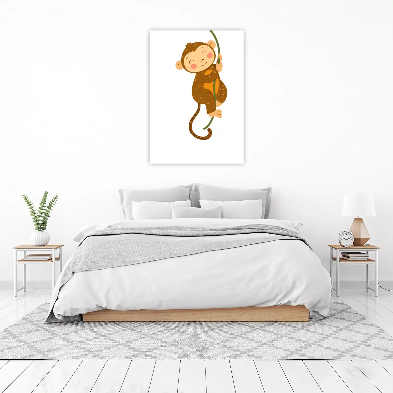 Cute Monkey Swinging Fun Wall Art