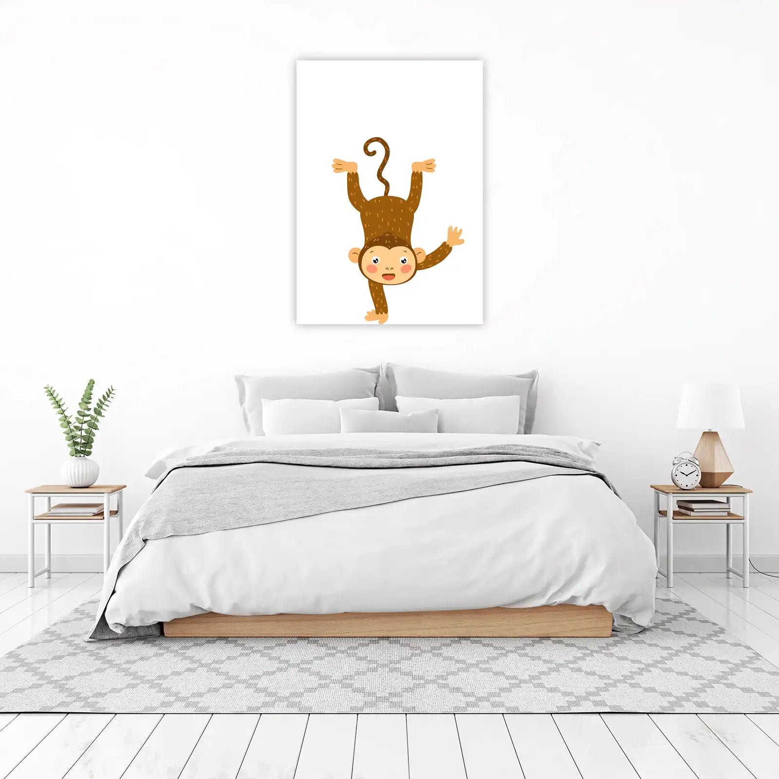 Cute Hanging Monkey Kids Room Wall Art