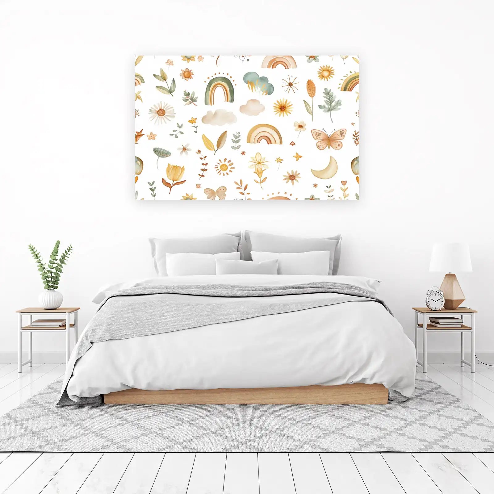 Boho Rainbow & Nature Watercolor Wall Art